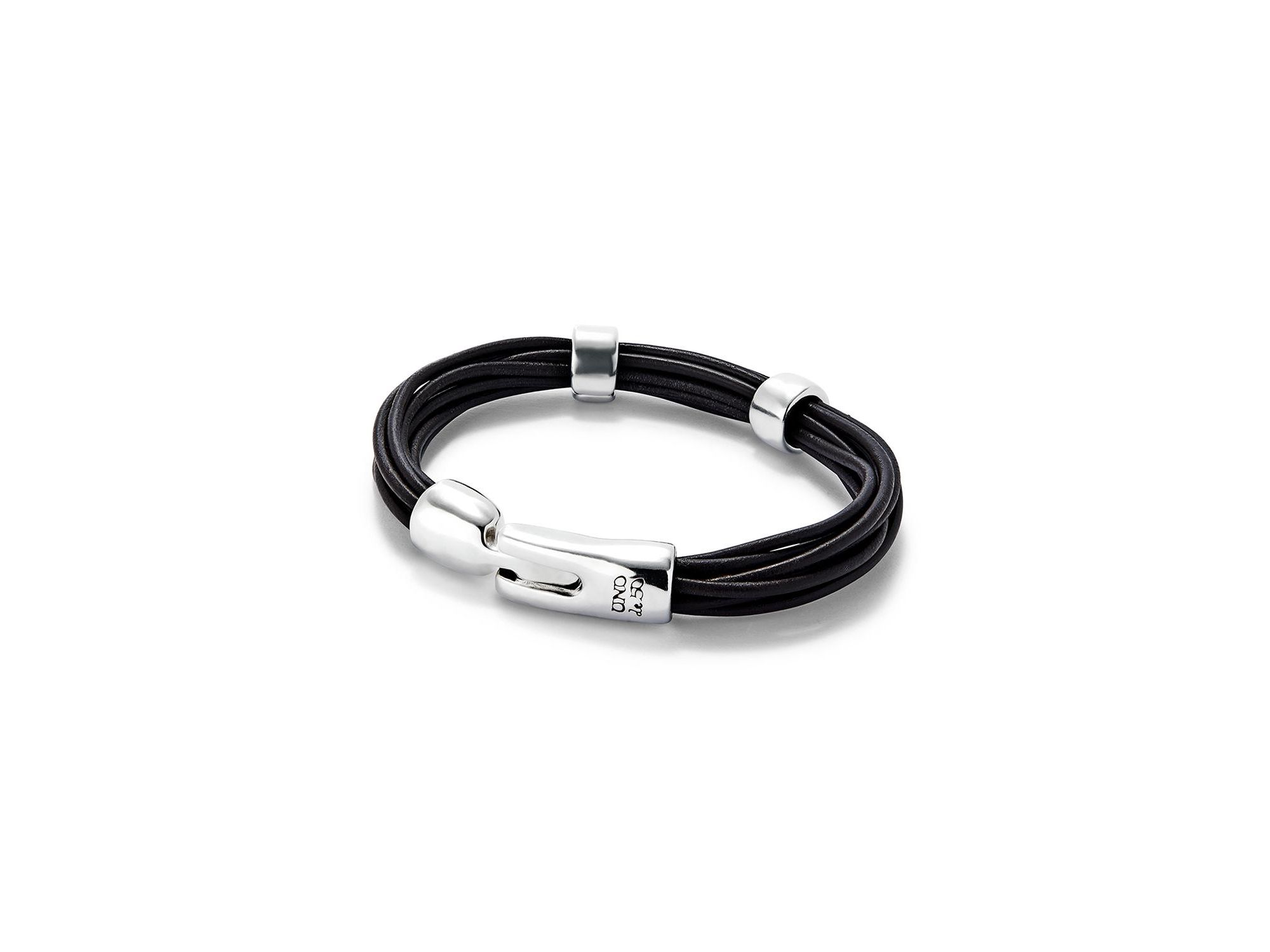 Multi Strand Leather Bracelet with 2 Circles — Image 3