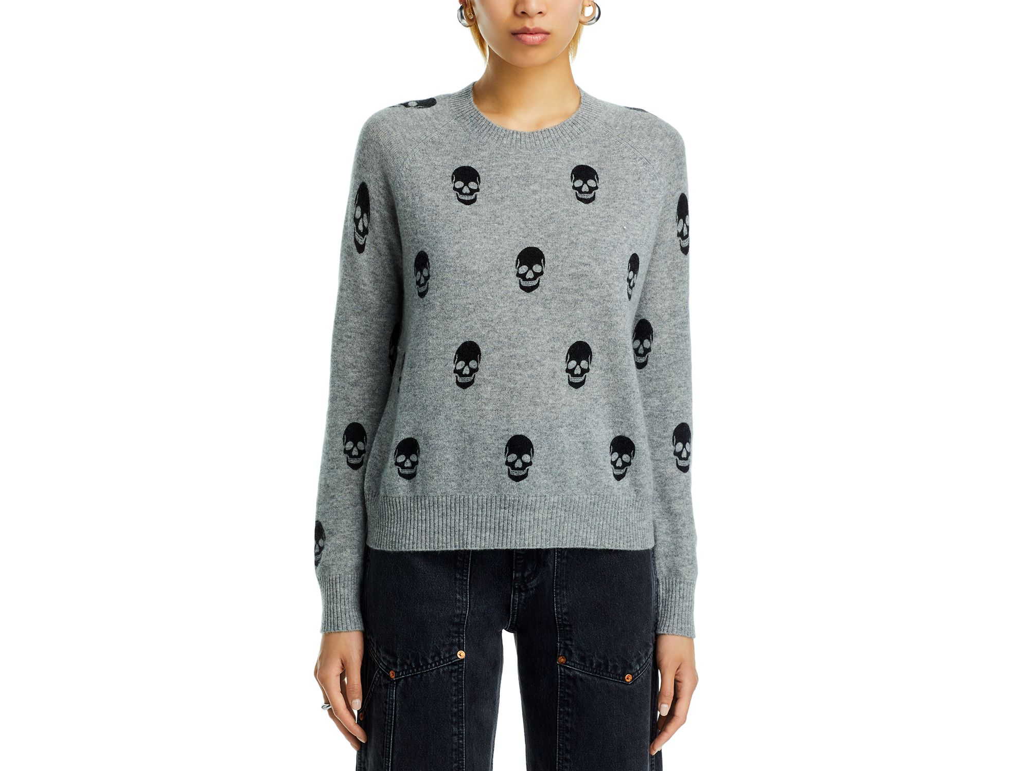 100% Cashmere Skull Print Crewneck Sweater - Exclusive — Image 5