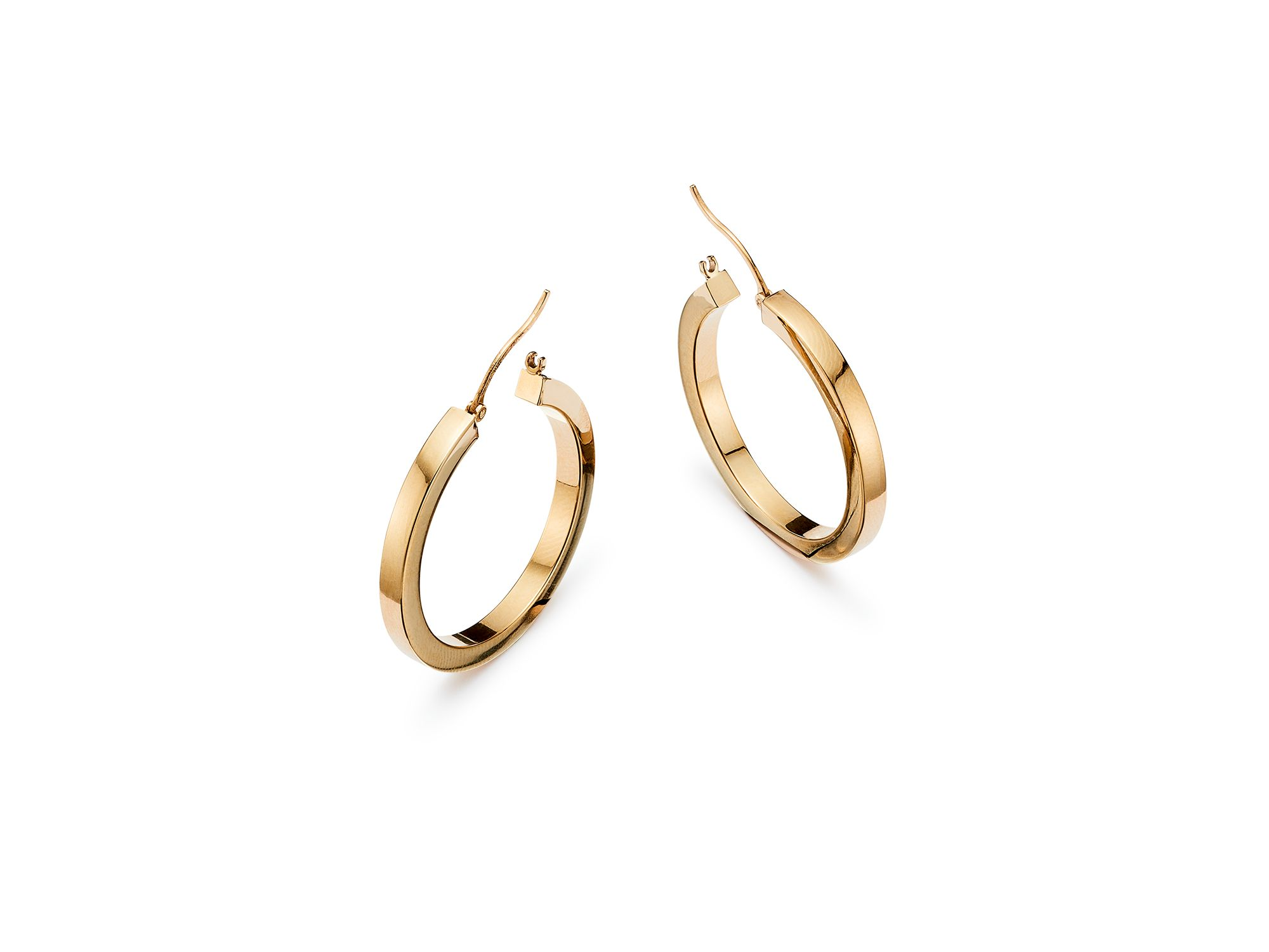 14K Yellow Gold Square Polished Tube Hoop — Image 4