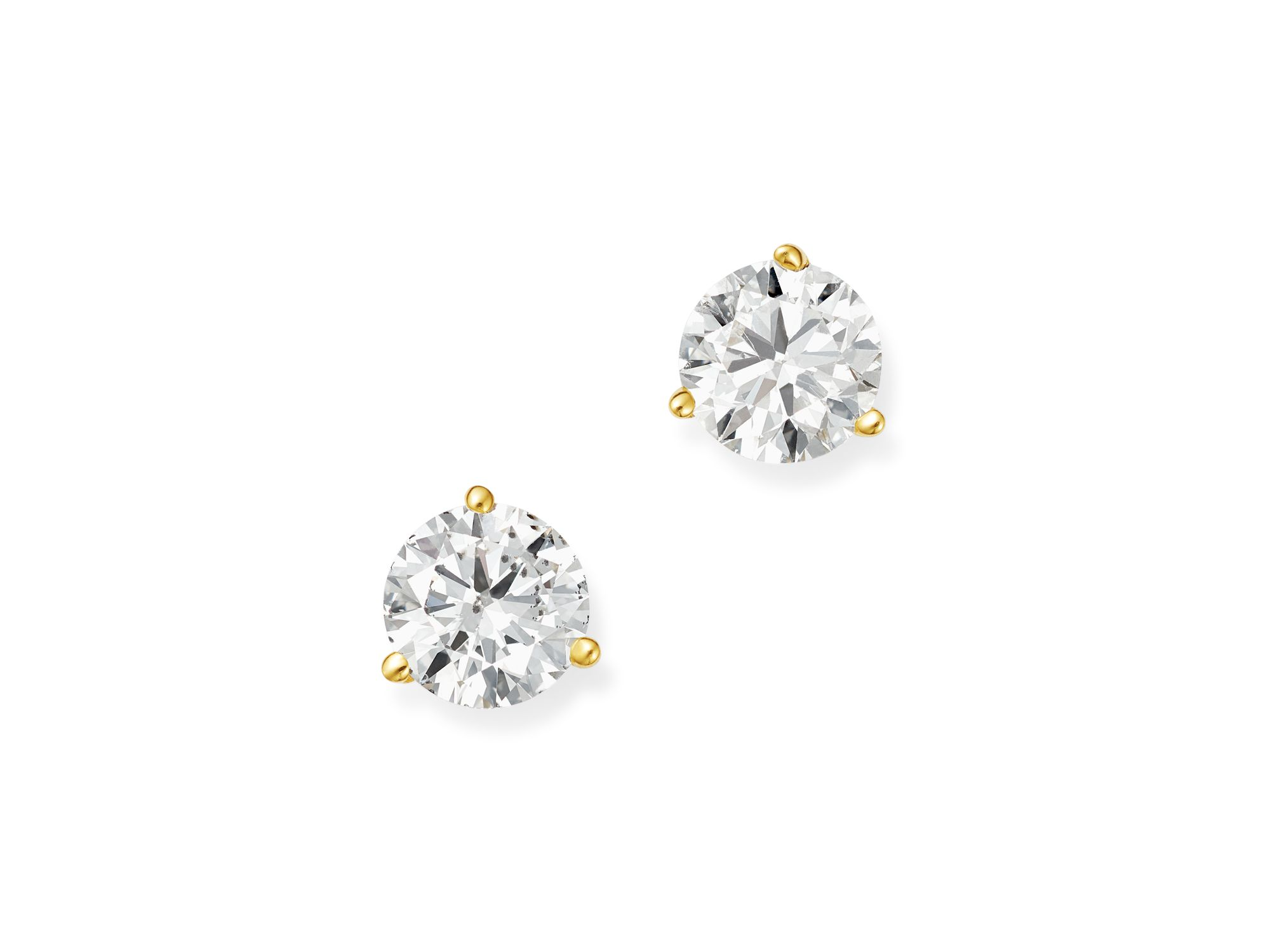 Certified Diamond Stud Earrings in 18K Yellow Gold Martini Setting — Image 9
