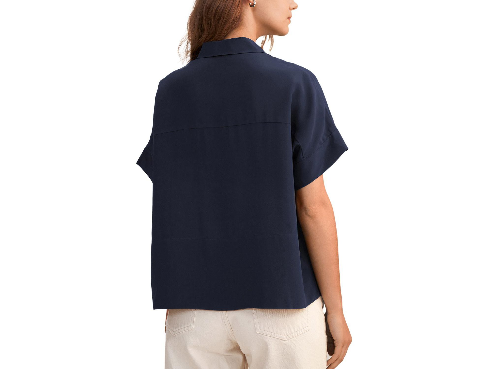 Casual Short Sleeves Loose Silk Shirt — Image 3