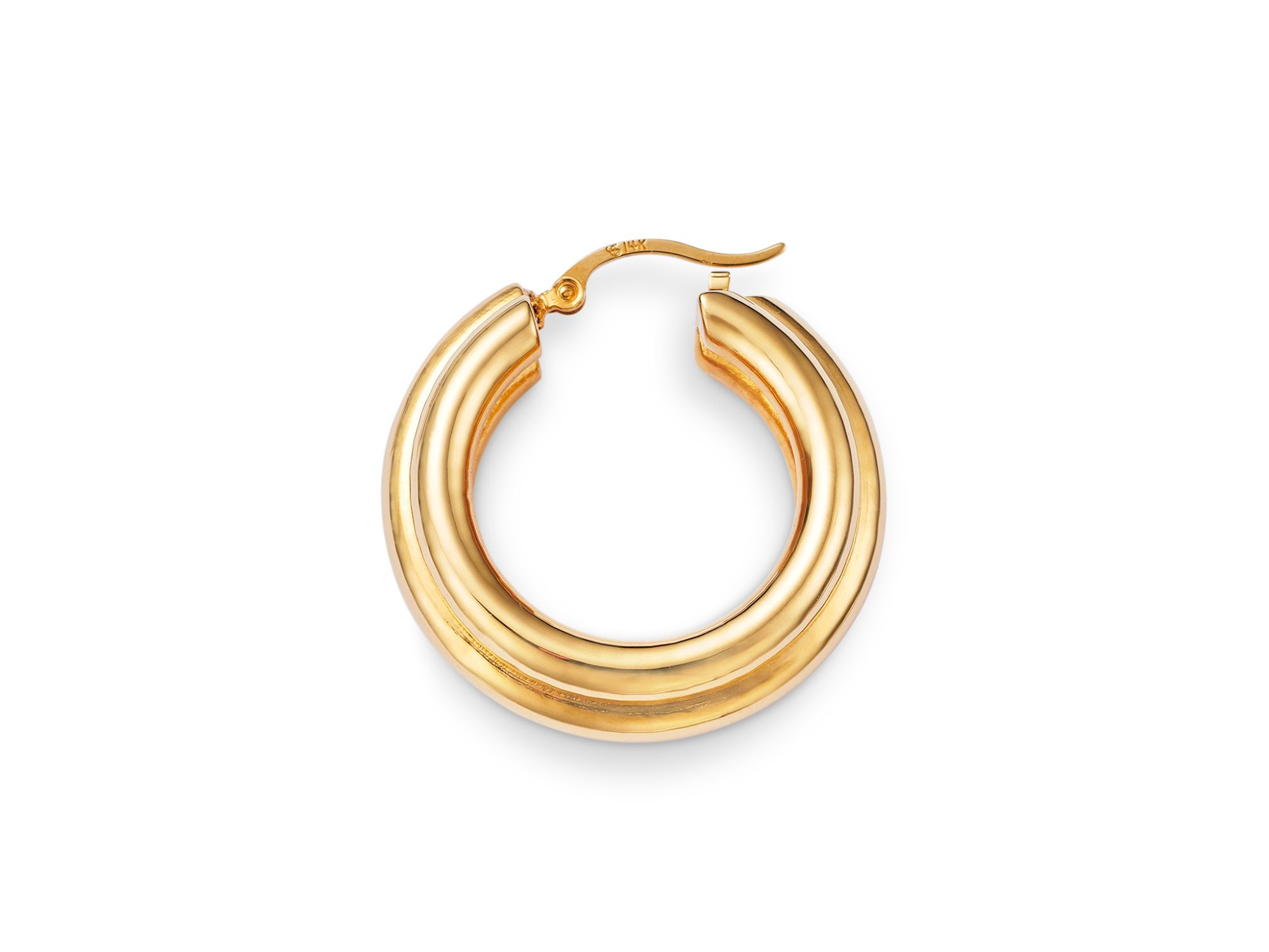 Polished Triple Medium Hoop Earrings in 14K Yellow Gold — Image 4