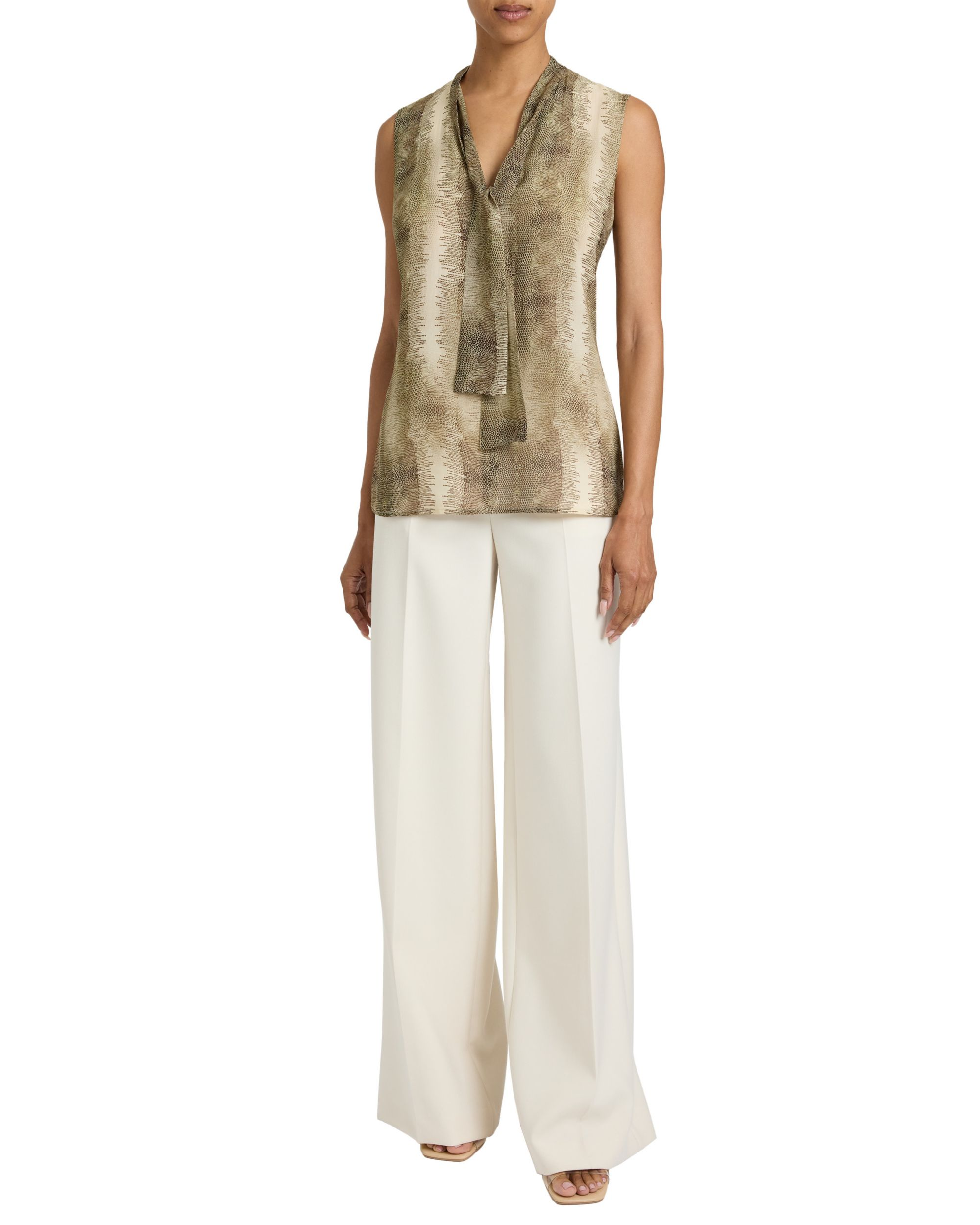 Teca Printed Georgette Sleeveless Tie Neck Blouse — Image 8