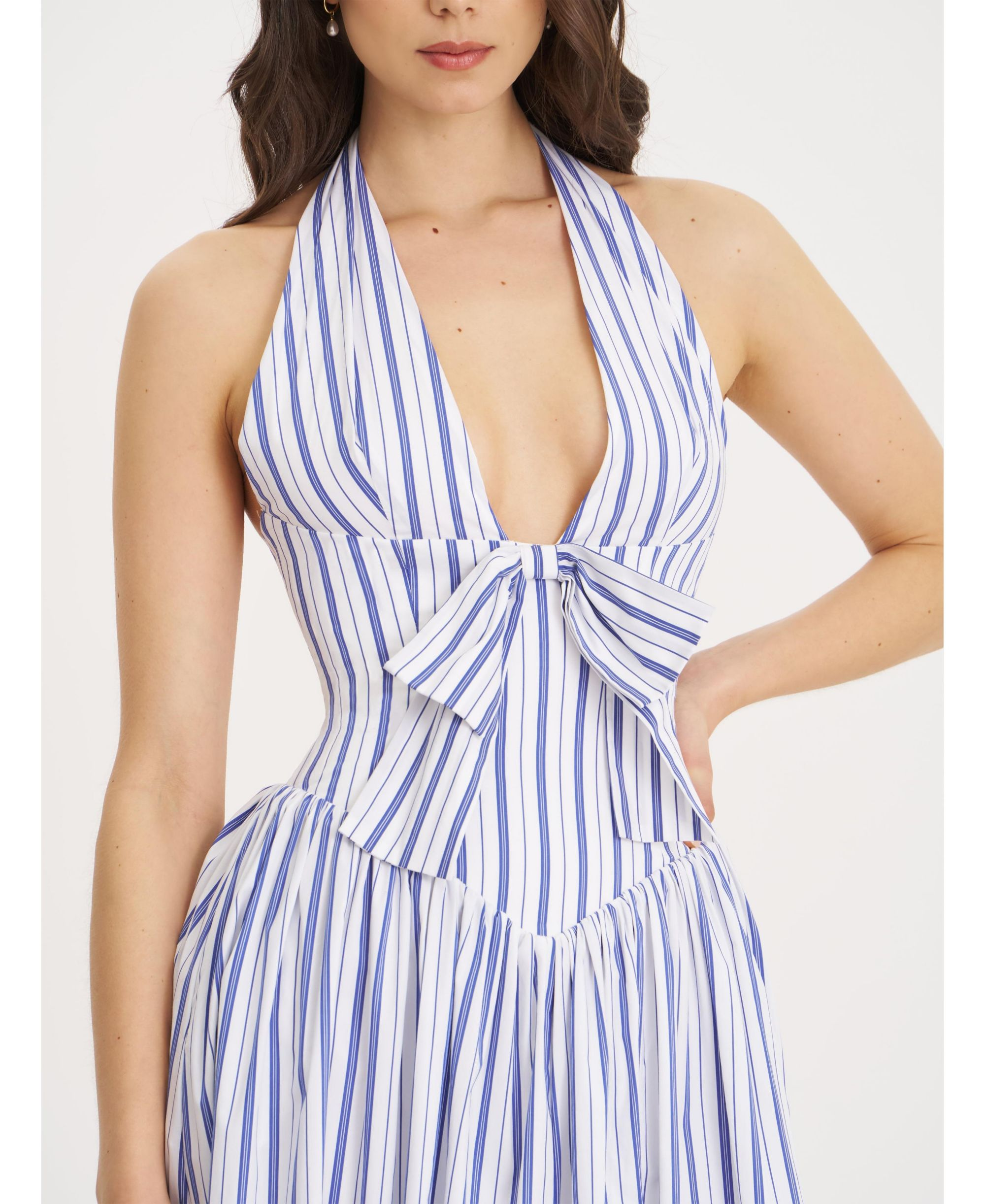 Mackenna Stripe Halter Smock Back Maxi Dress — Image 3
