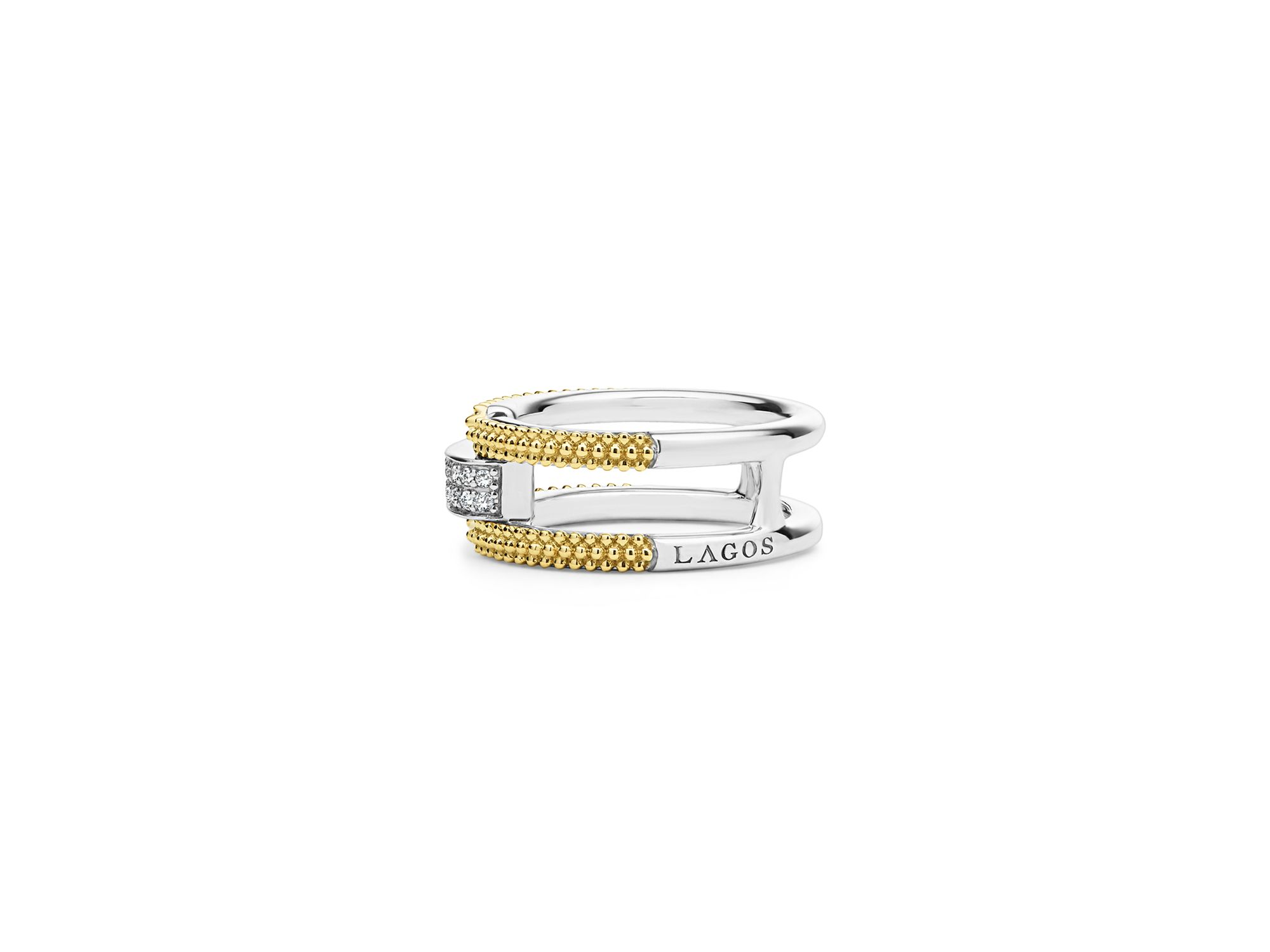 18K Yellow Gold & Sterling Caviar Lux Clip Diamond Pavé Ring - Exclusive — Image 5