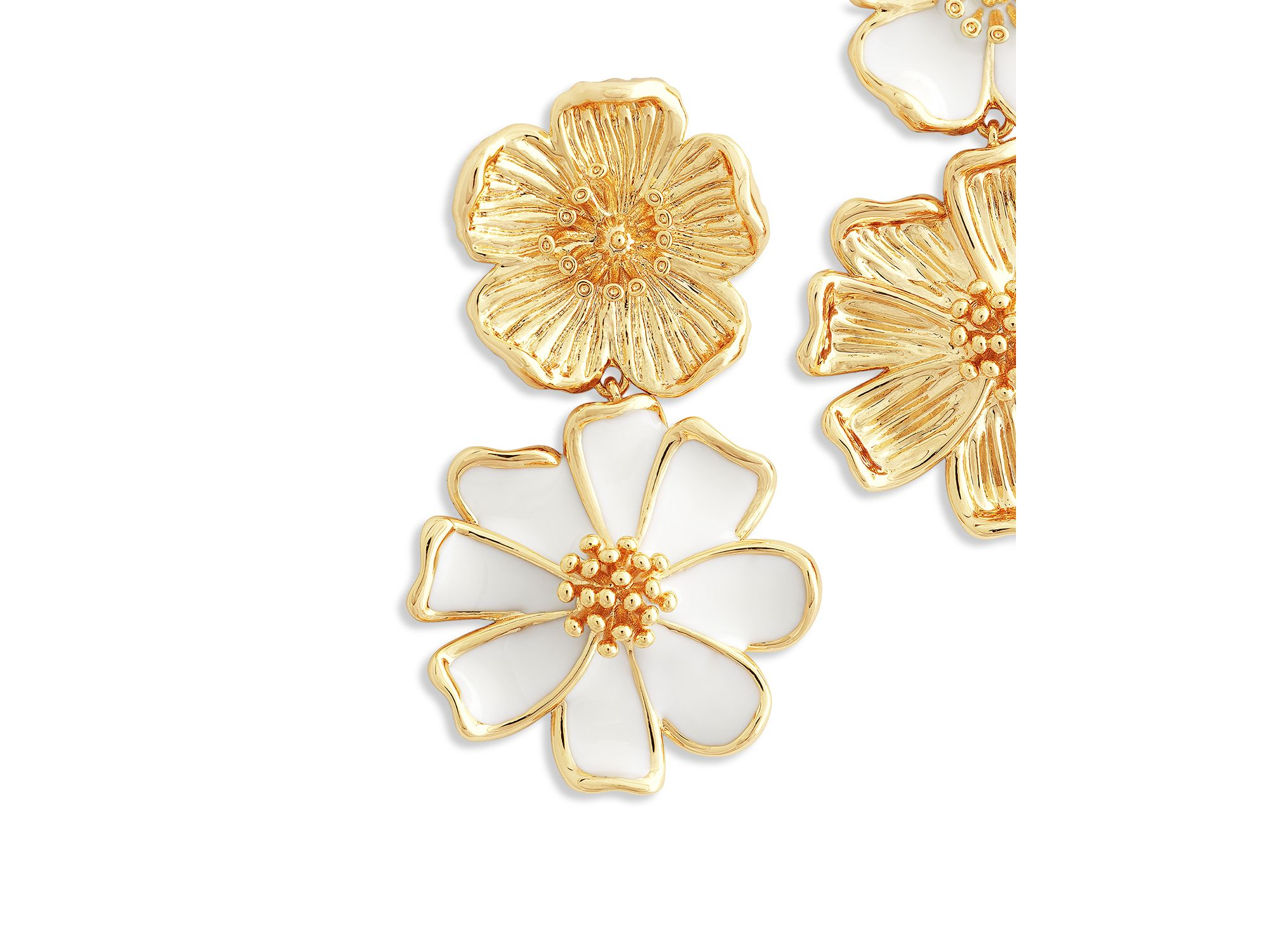 Wildflowers Pavé Mixed Flower Mismatch Drop Earrings — Image 3