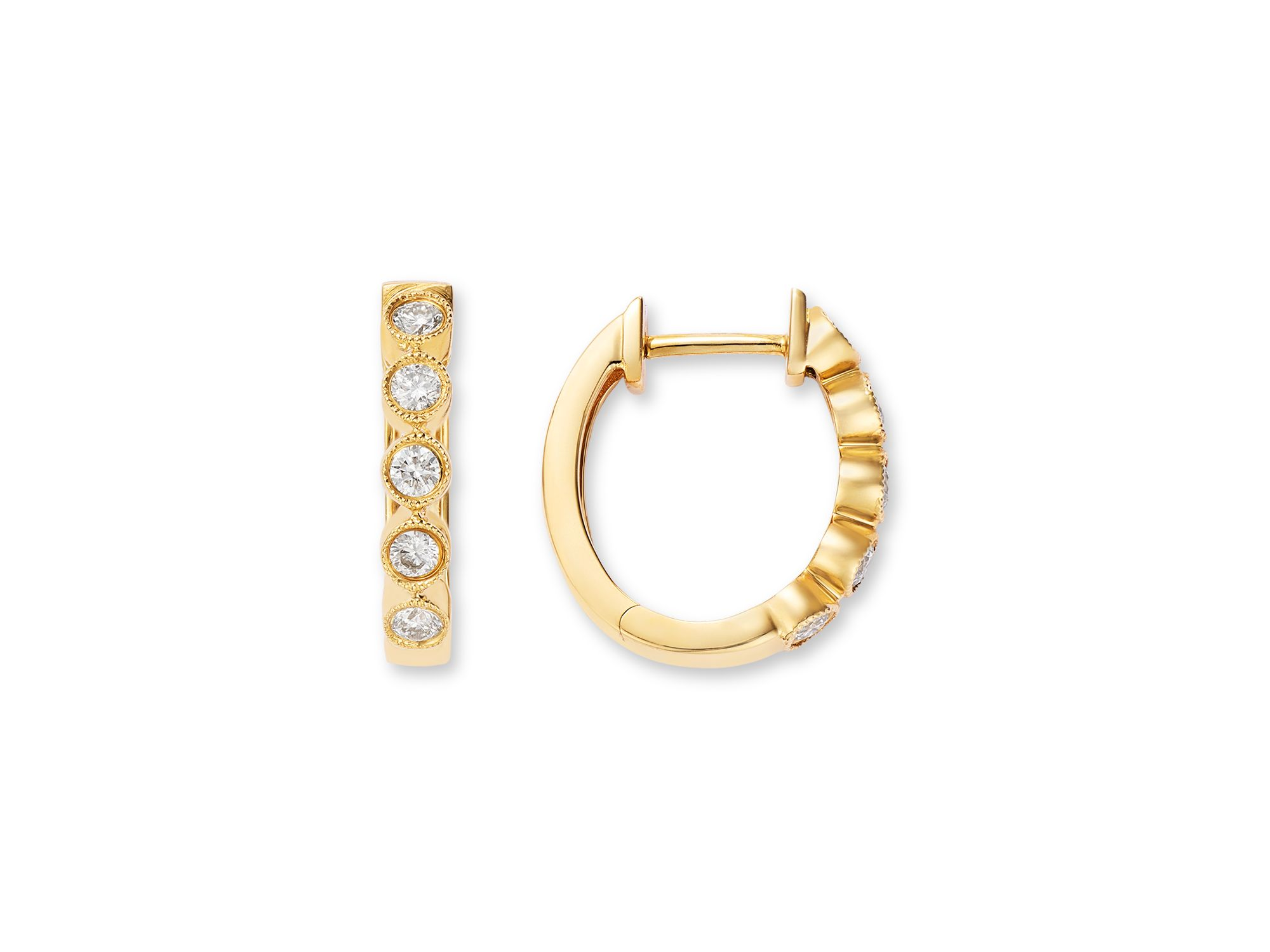 Diamond Huggie Hoop Earrings in 14K Yellow Gold, 0.40 tcw — Image 3