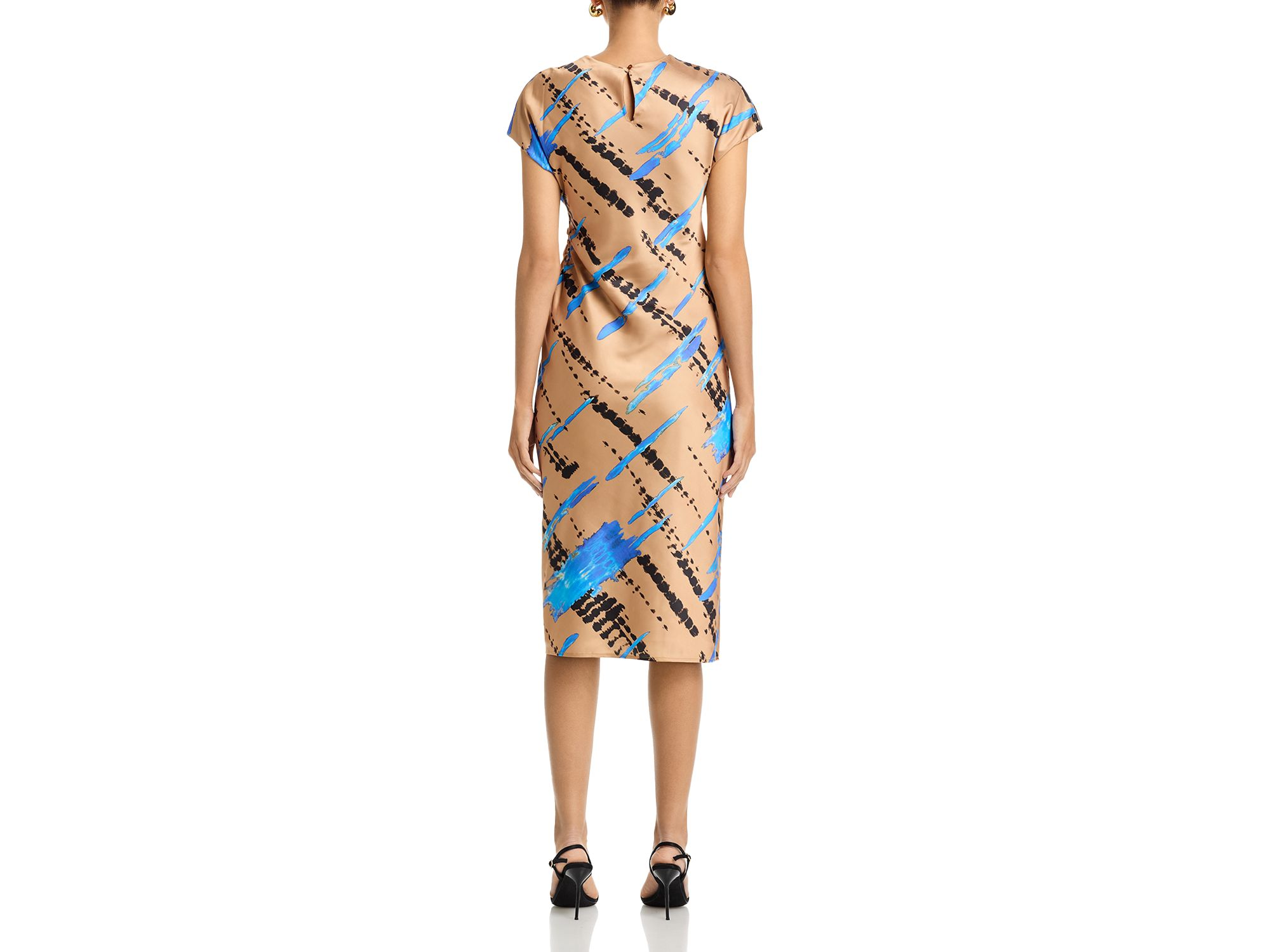 Avery Draped Printed Satin Dress — Image 4