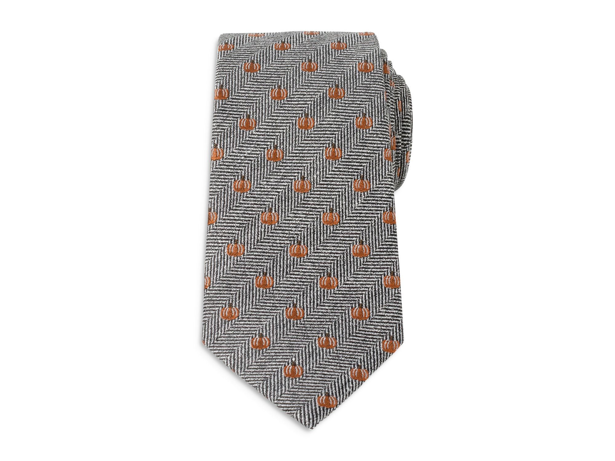 Holiday Pumpkin Herringbone Silk Tie — Image 5