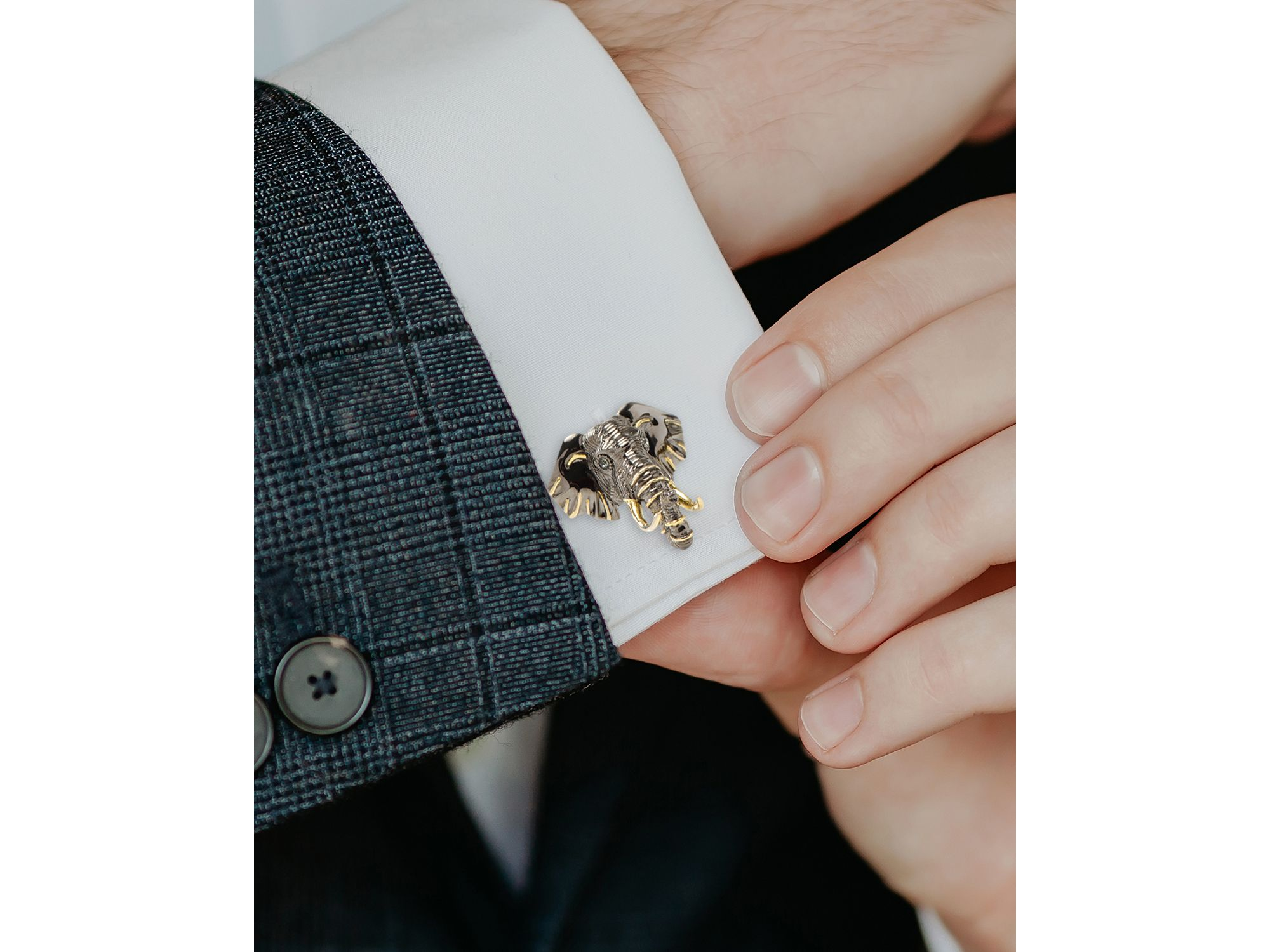 Sterling and 14K Gold Elephant Cufflinks — Image 3