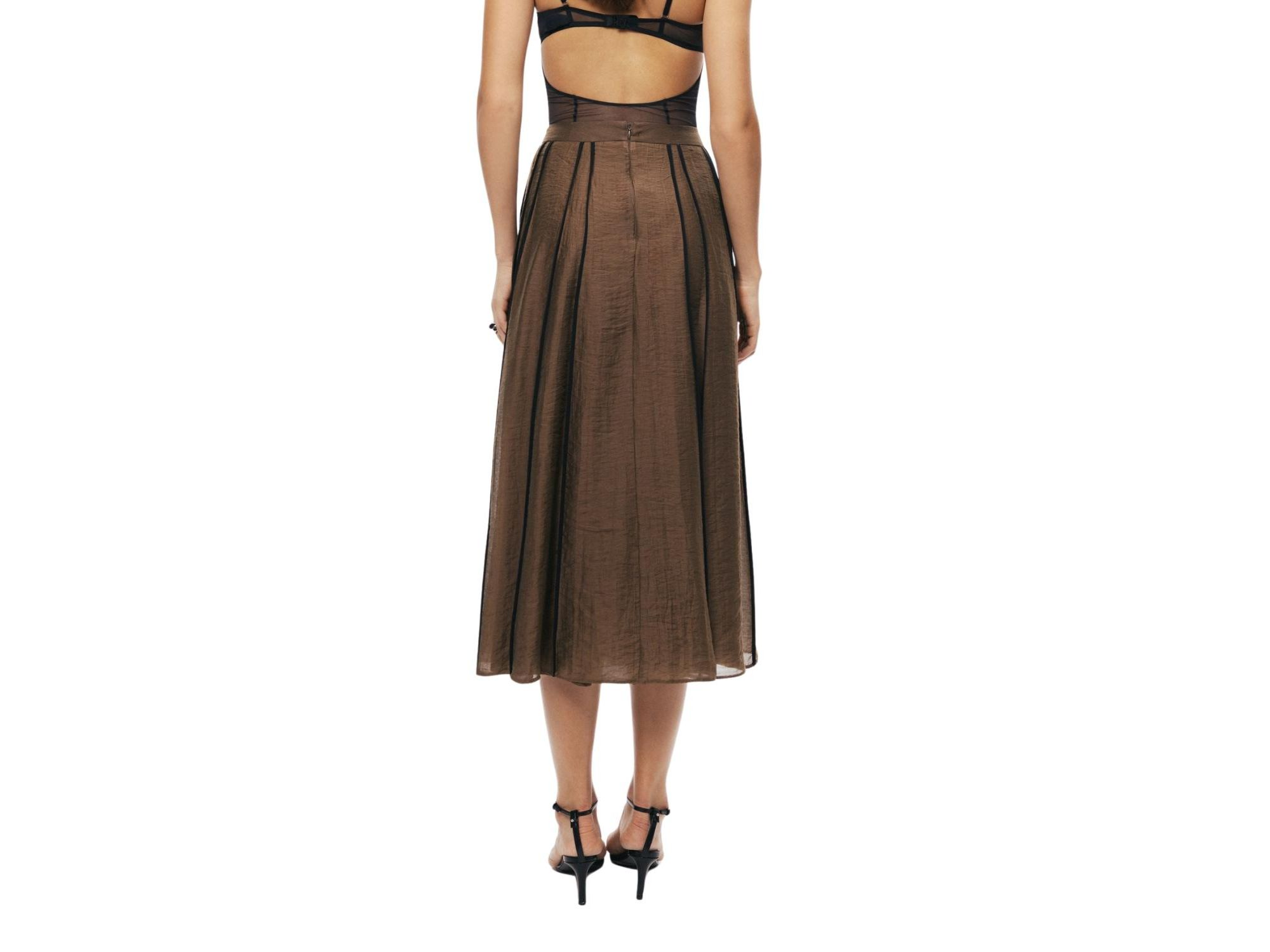 Sheer Pleated Midi Skirt — Image 6