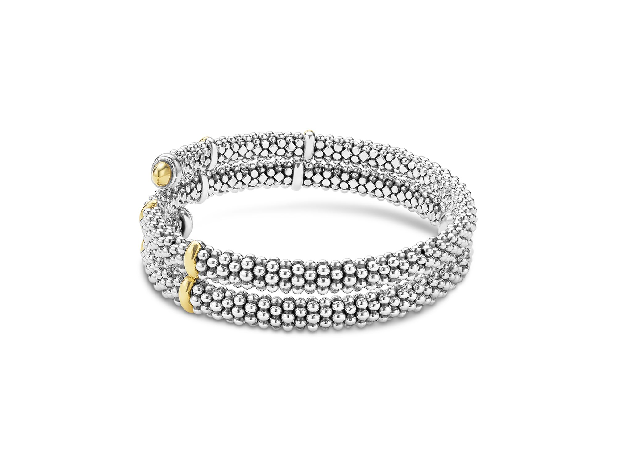 18K Yellow Gold & Sterling Signature Caviar Versa Wrap Bracelet — Image 4