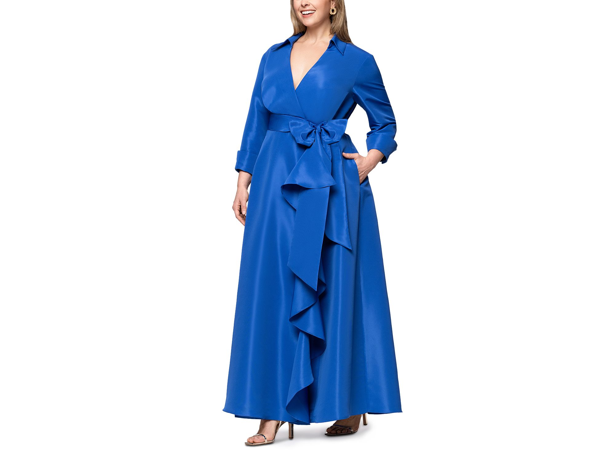 Plus Belted Ruffle Front Ball Gown — Image 4