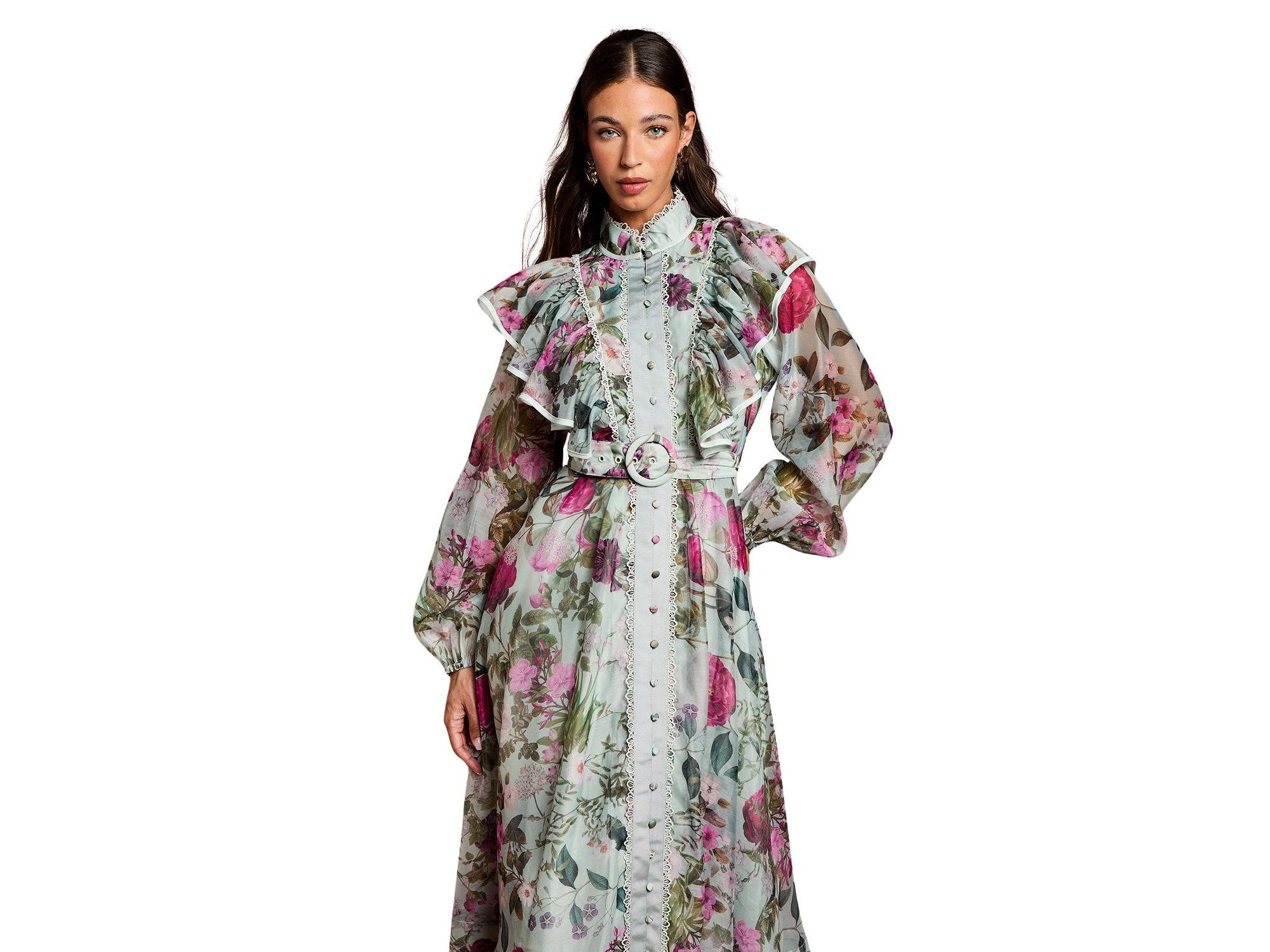 Long Sleeve Printed Organza Shirt Dress — Image 3