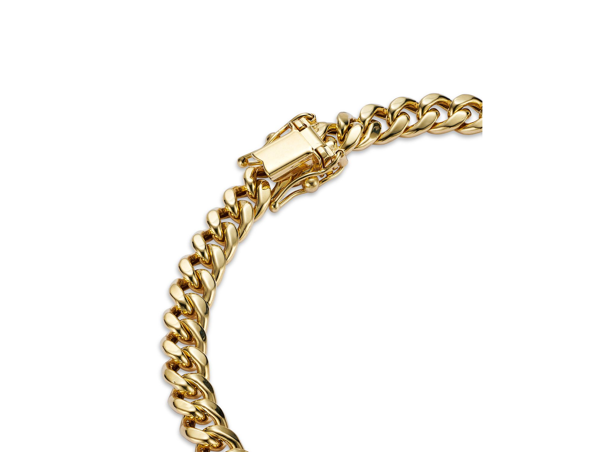 Men's Miami Cuban Link Chain Bracelet in 14K Yellow Gold — Image 3