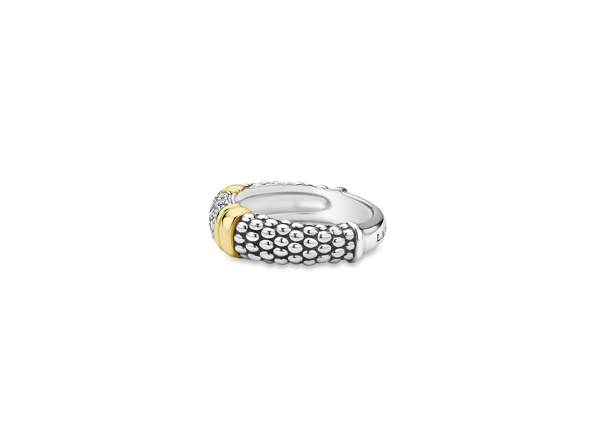 Two Tone Signature Caviar Diamond Ring, 0.266 tcw — Image 4