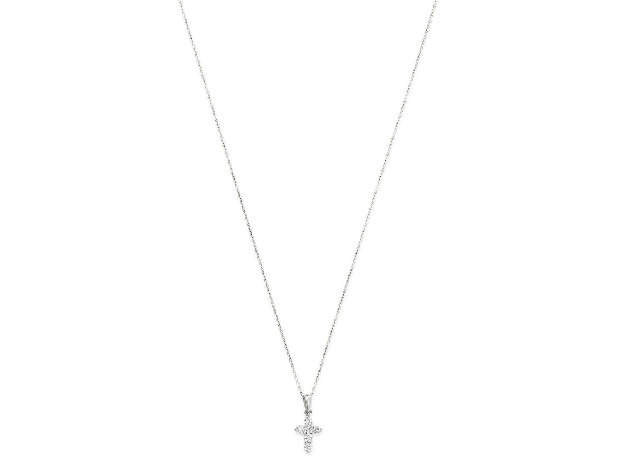 Diamond Mini Cross Pendant Necklace in 14K White Gold, 0.25 tcw — Image 3