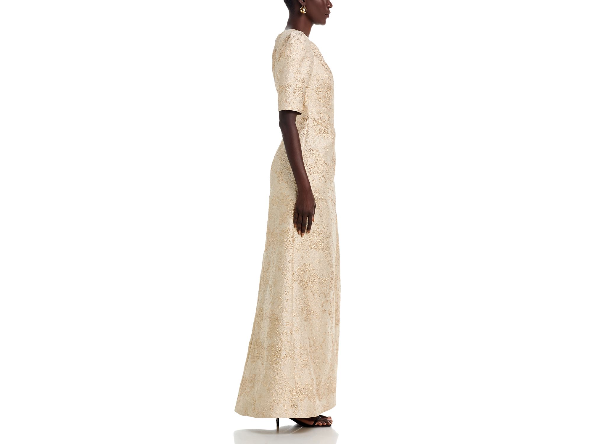 Metallic Jacquard Short Sleeve Gown — Image 5