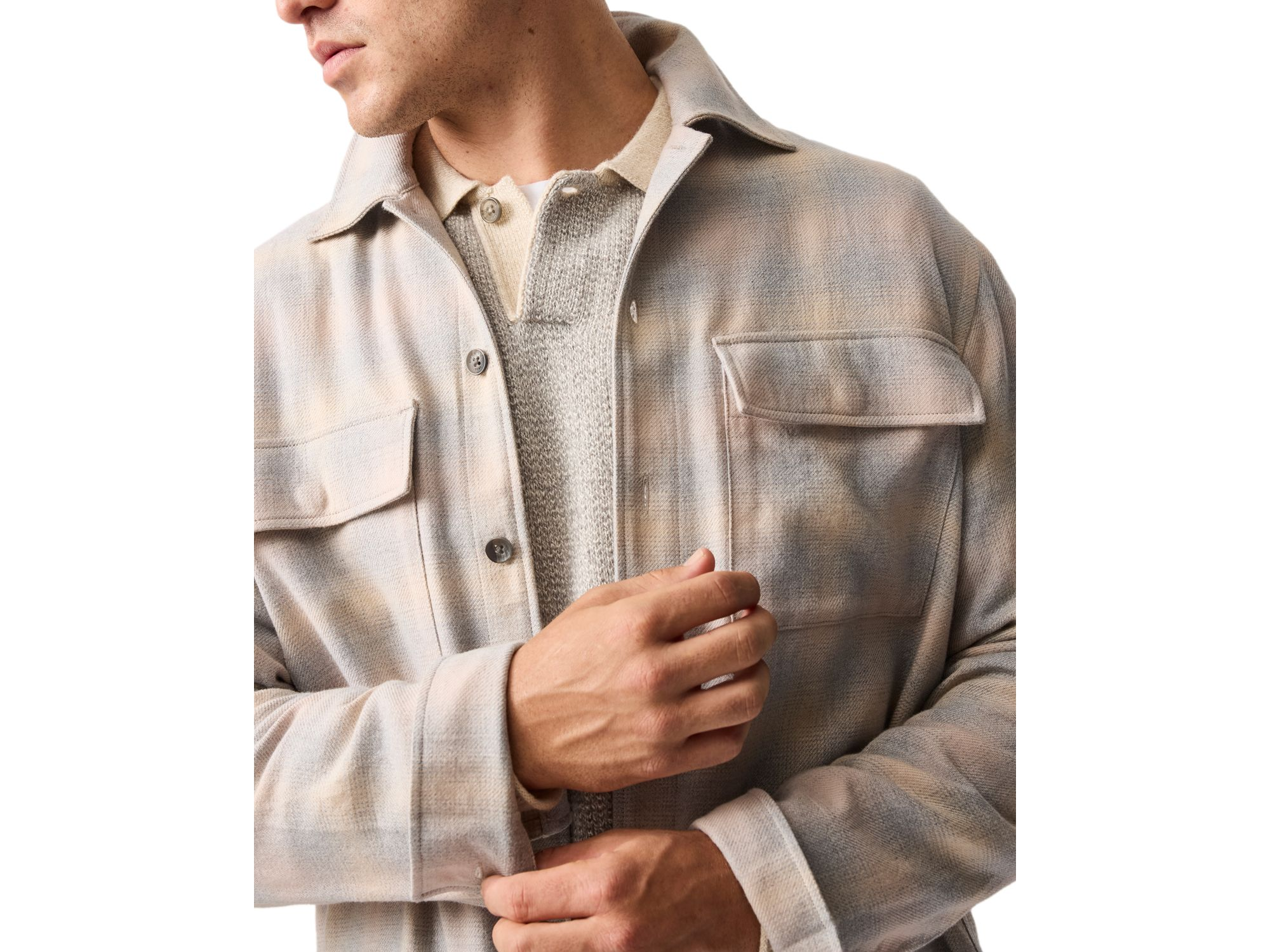 Grey Town Button Front Overshirt — Image 3