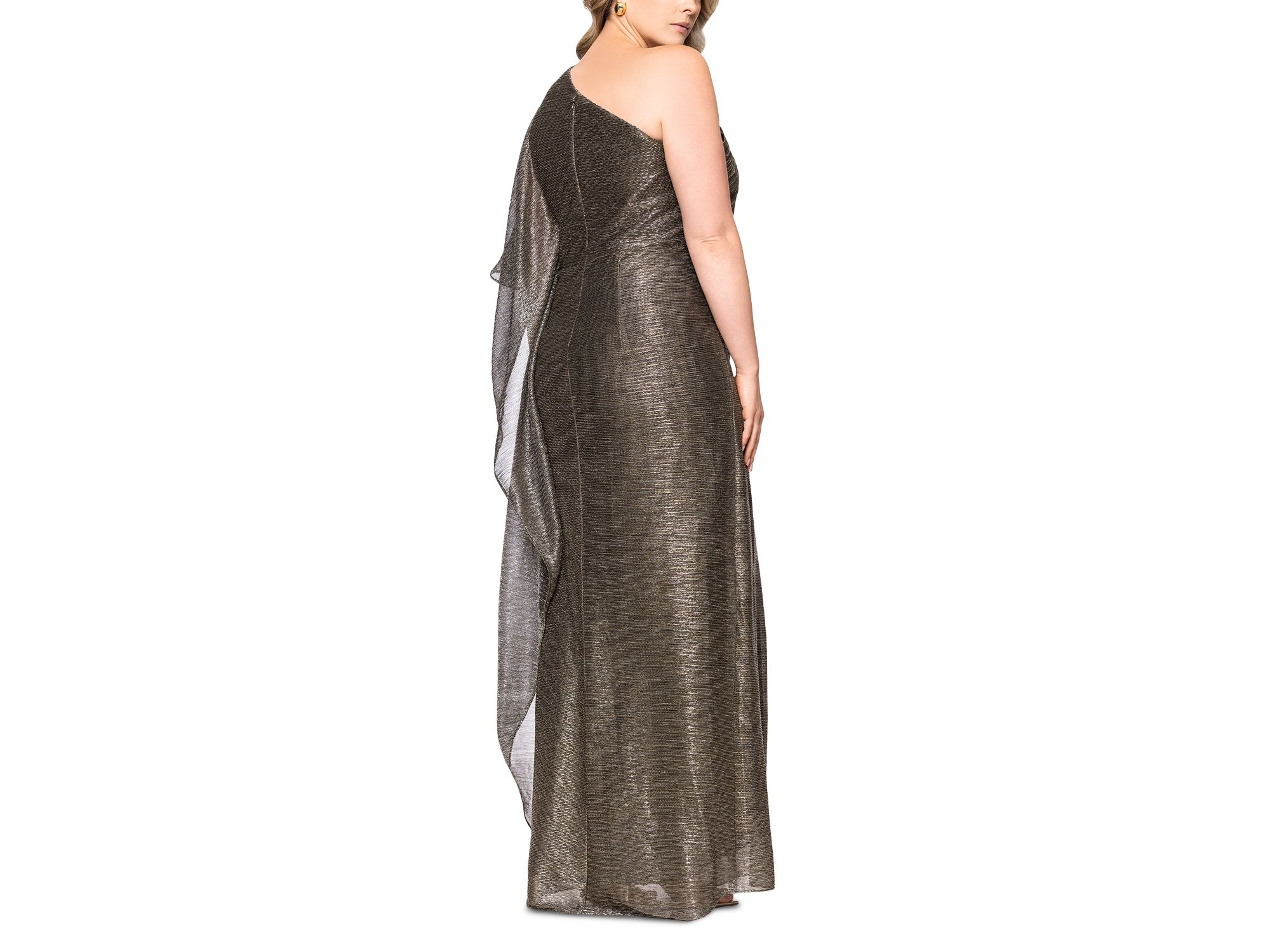 Plus One Shoulder Metallic Gown — Image 5