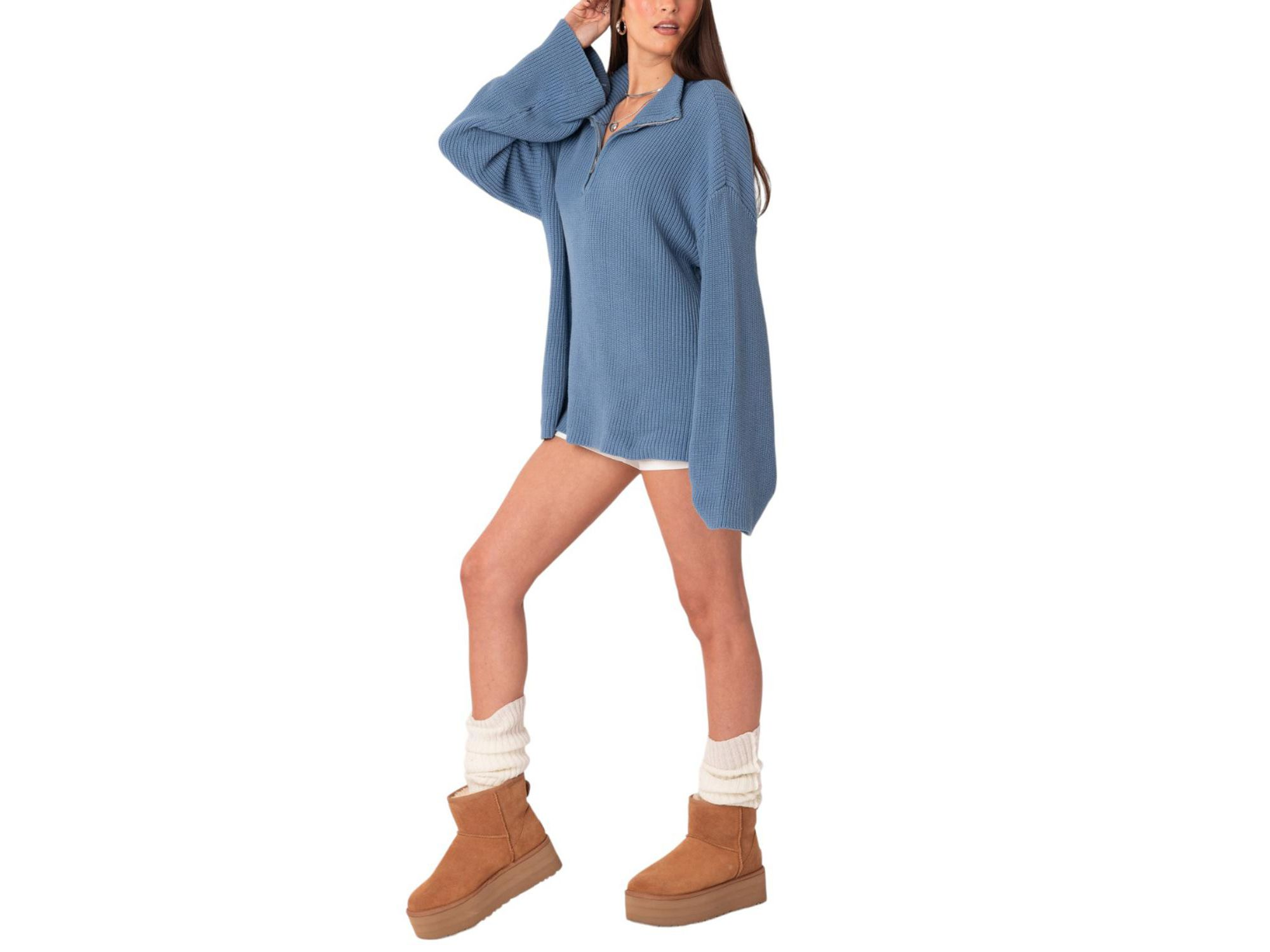 Amour High Neck Oversized Zip Sweater — Image 4