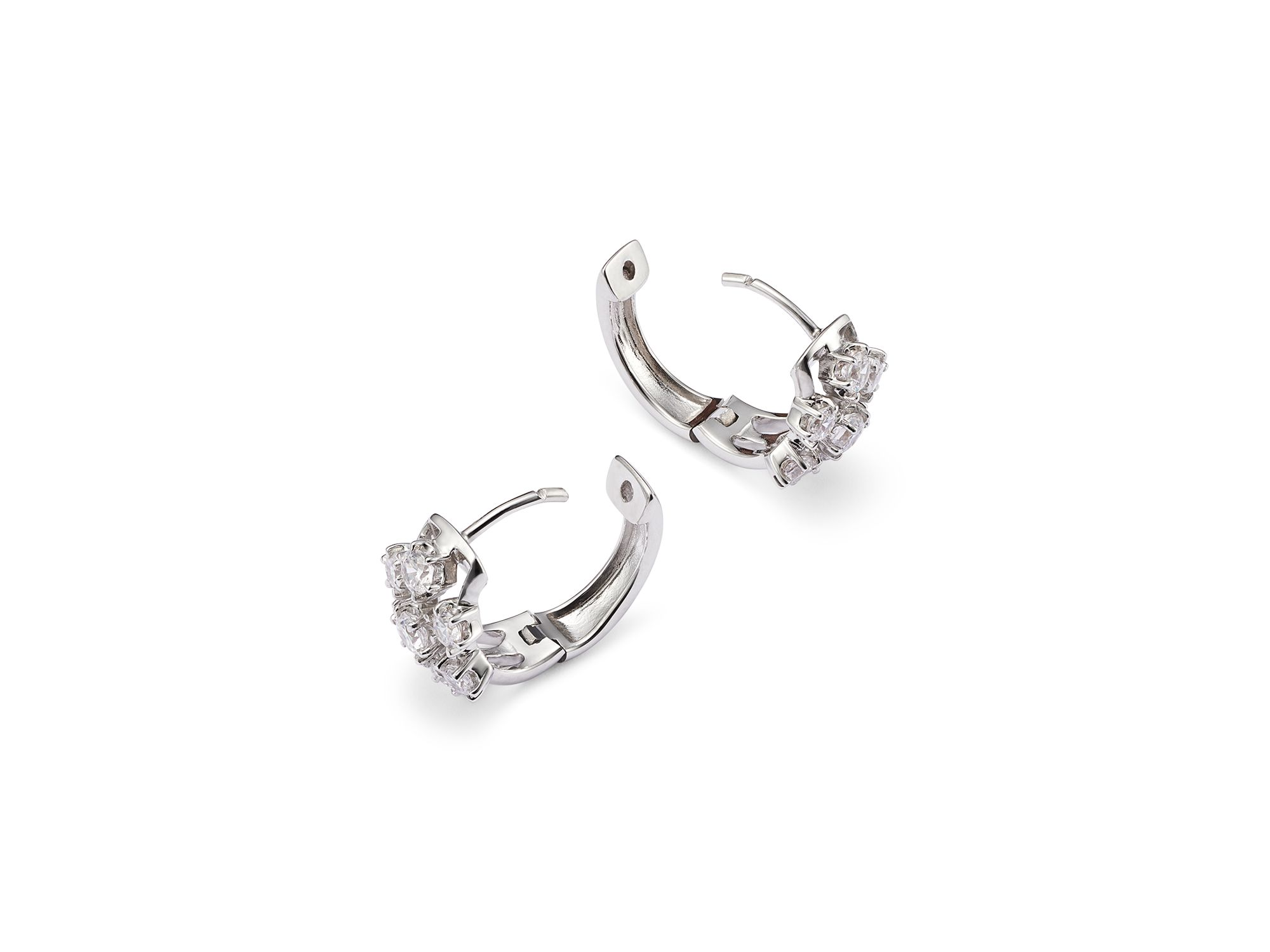 Diamond Cluster Hoop Earrings in 14K White Gold, 1.00 tcw — Image 4