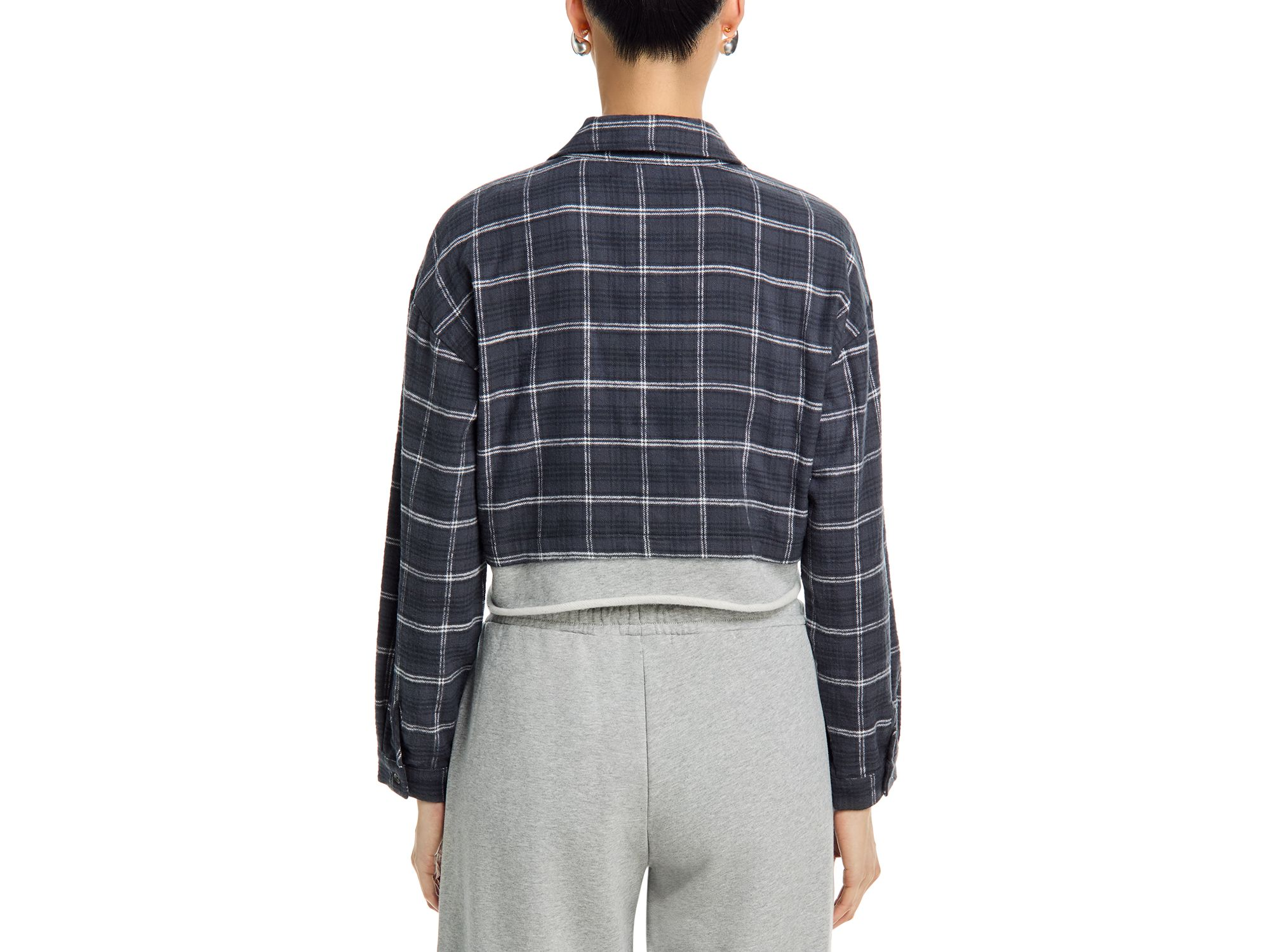 Midnight Plaid Flannel Shirt & French Terry Wide Leg Pants — Image 4