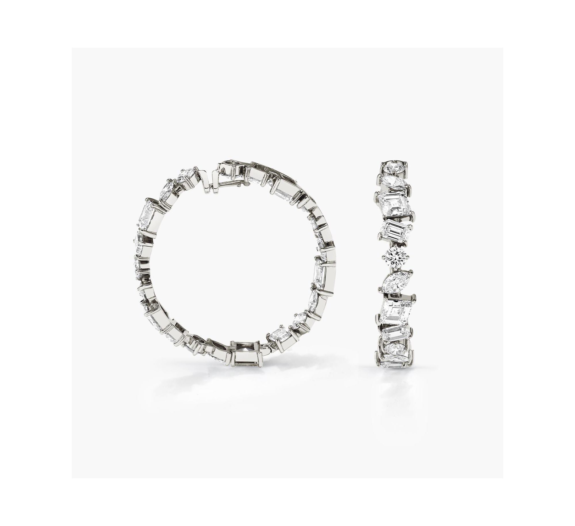 Illuminate Hoops in 14K White Gold, 18.3ctw Mixed Shaped Lab Grown Diamonds — Image 5