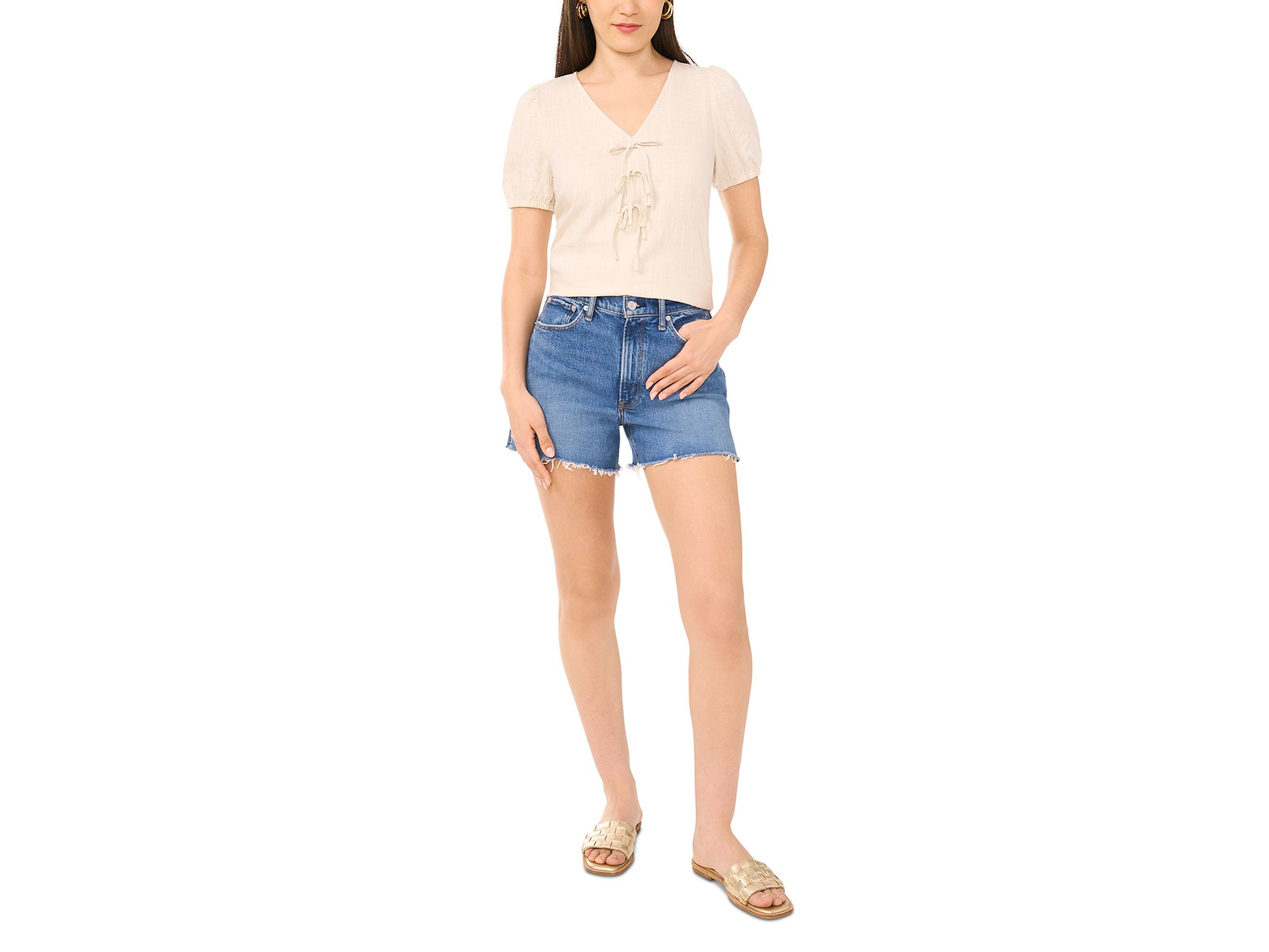 Short Sleeve Tie Front Top — Image 3