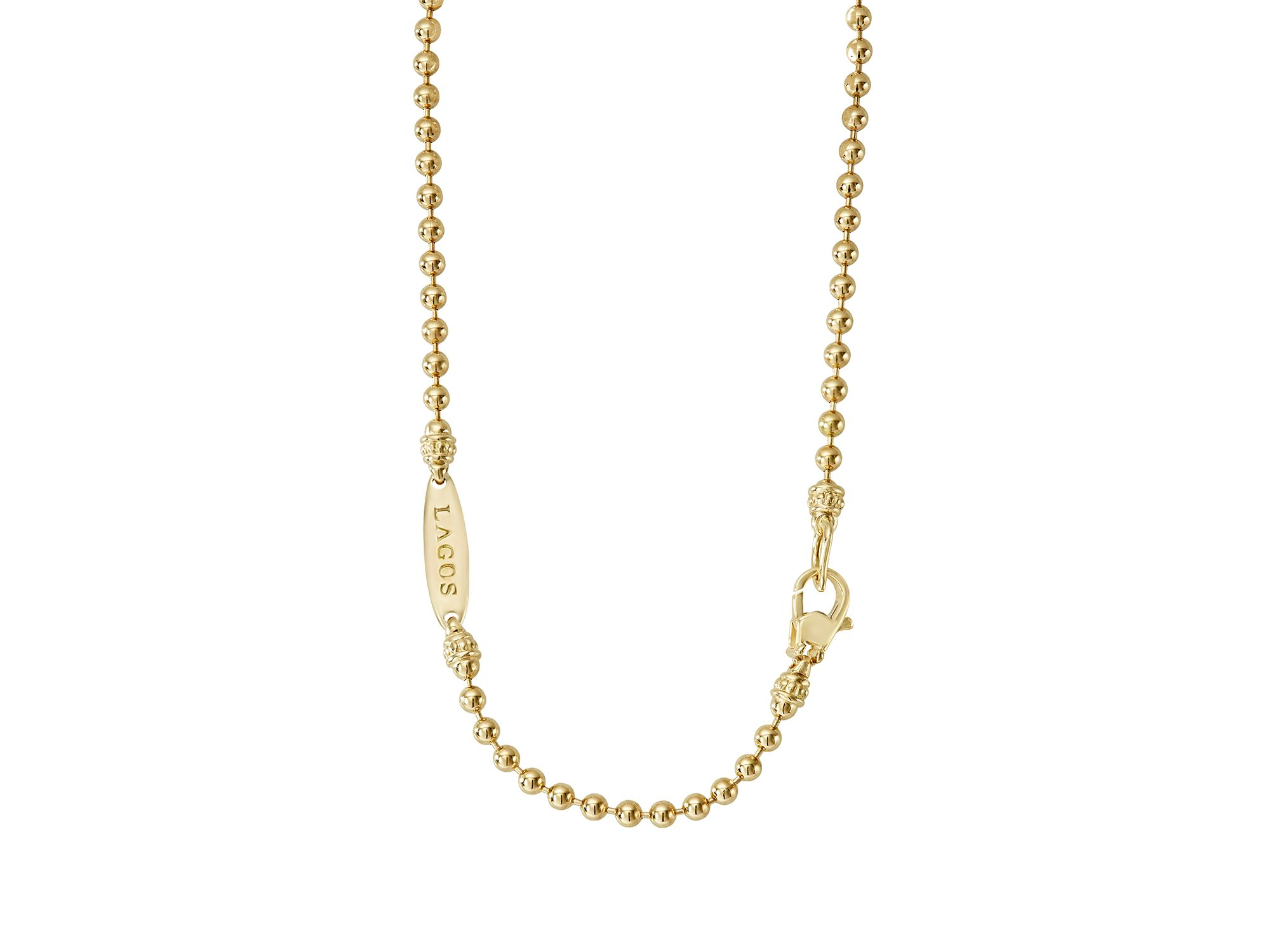 Caviar Gold Collection 18K Gold Ball Chain Necklace, 34" — Image 4