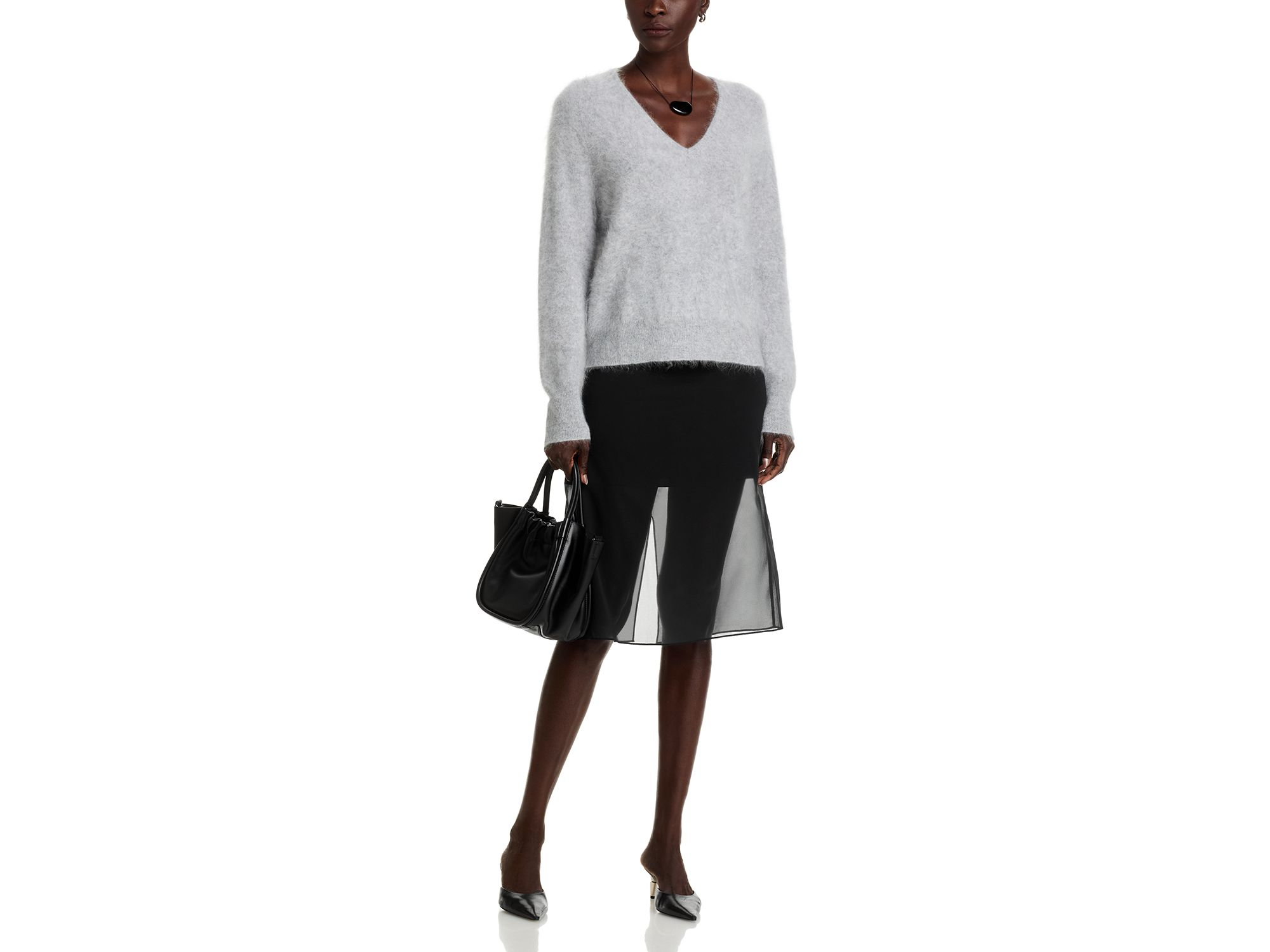 100% Cashmere Brushed V Neck Sweater - Exclusive — Image 4