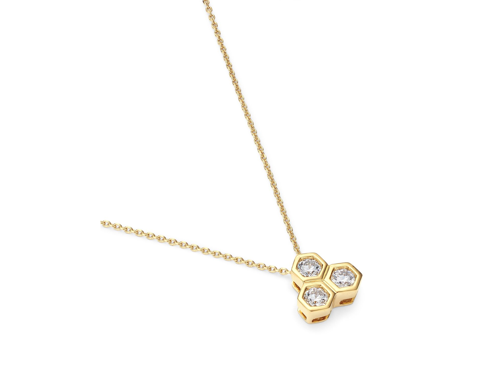 Diamond Honeycomb Bezel Pendant Necklace in 14K Yellow Gold, 0.5 tcw — Image 3