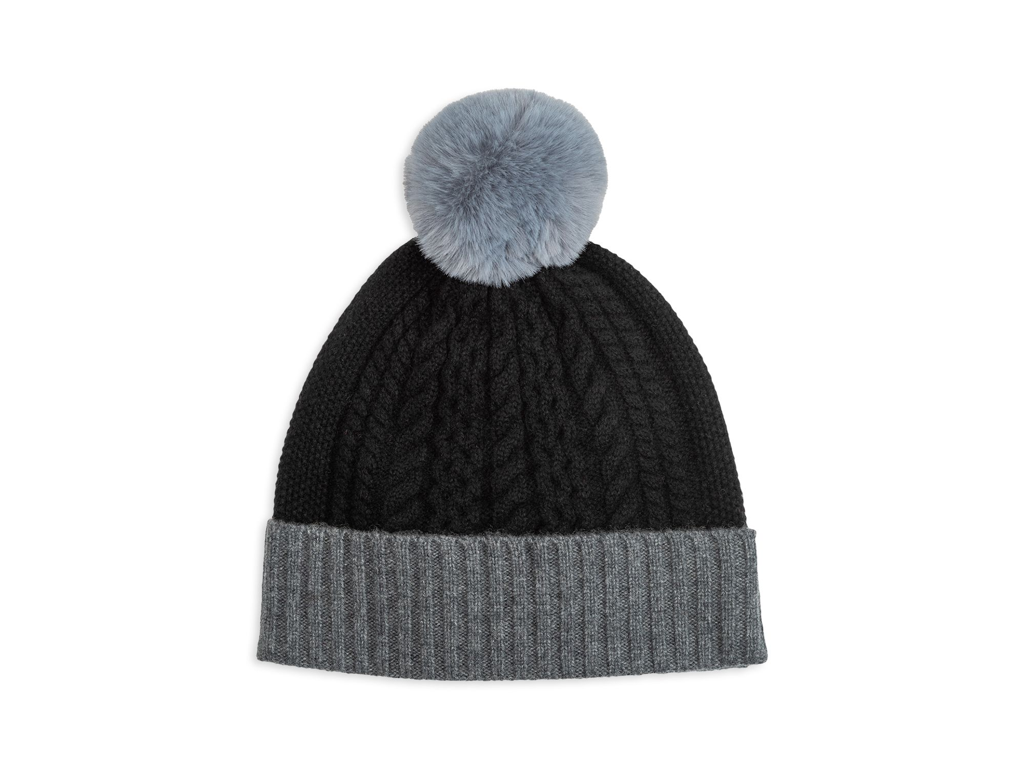 Color Block Cable Knit Wool & Cashmere Beanie - Image 1