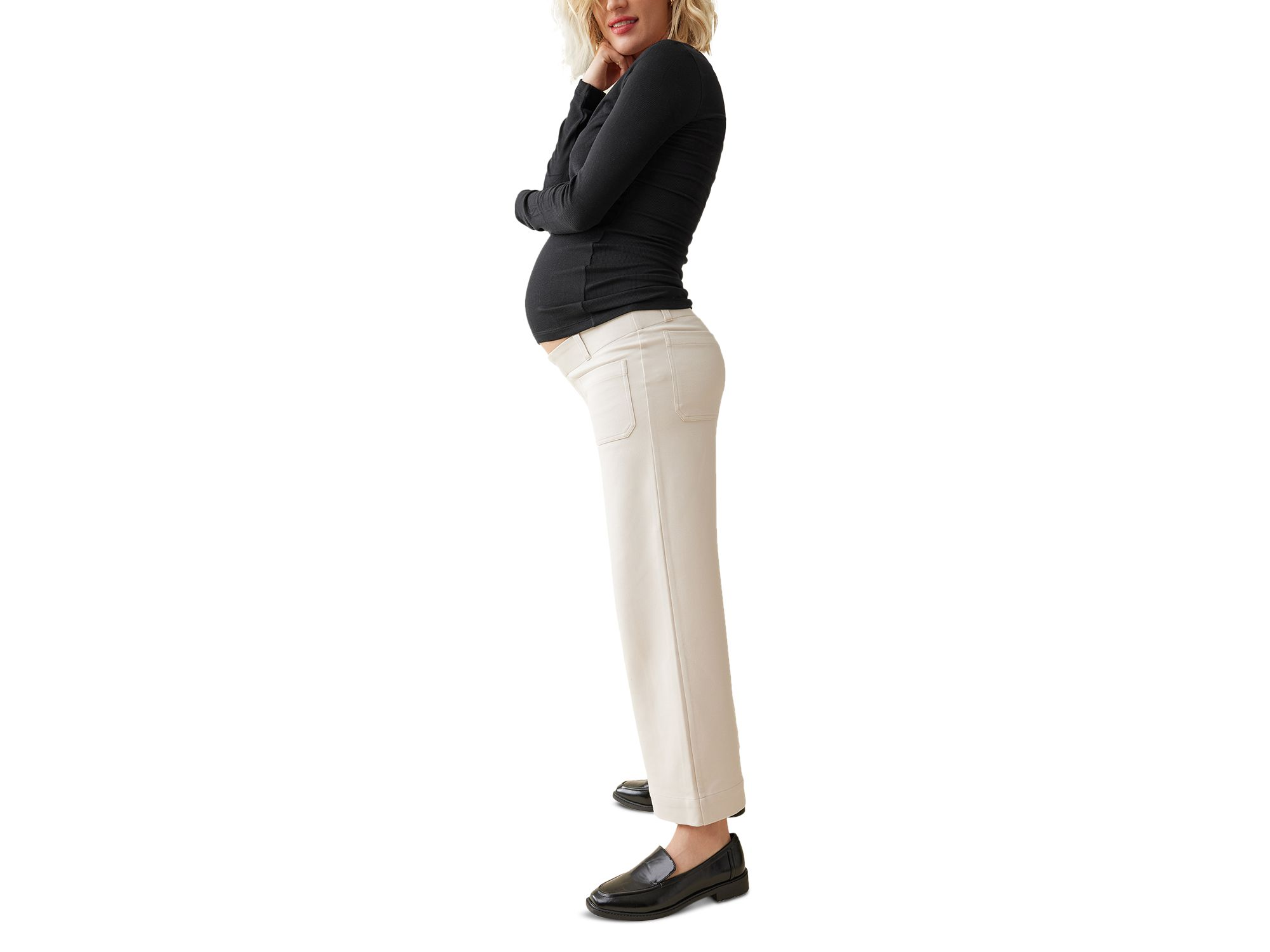 Wide Leg Ankle Maternity Pants — Image 4