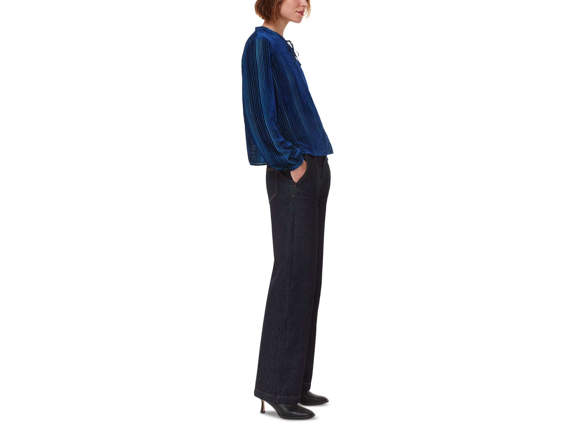 Devore Velvet Stripe Blouse — Image 5