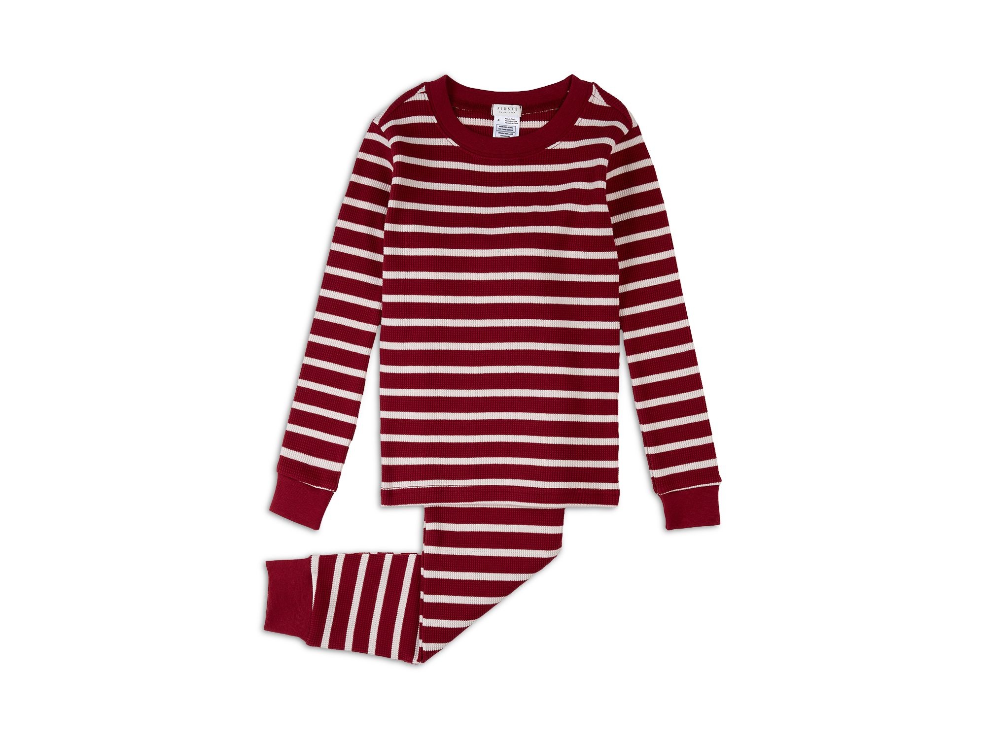 Unisex Striped Thermal Pajama Set - Little Kid, Big Kid - Image 1
