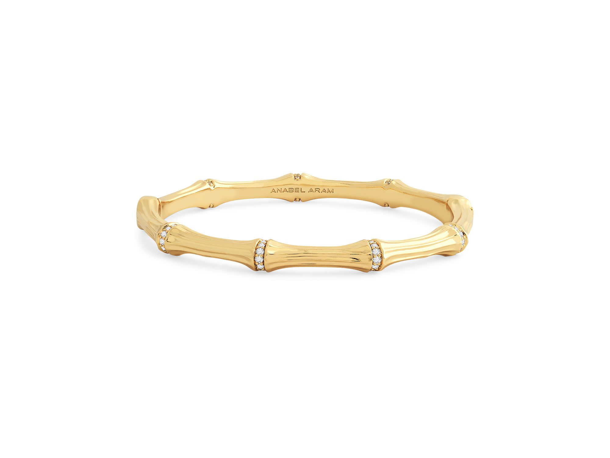 Sculpted Bamboo Hinged Bangle Bracelet in 18K Gold Plated — Image 4