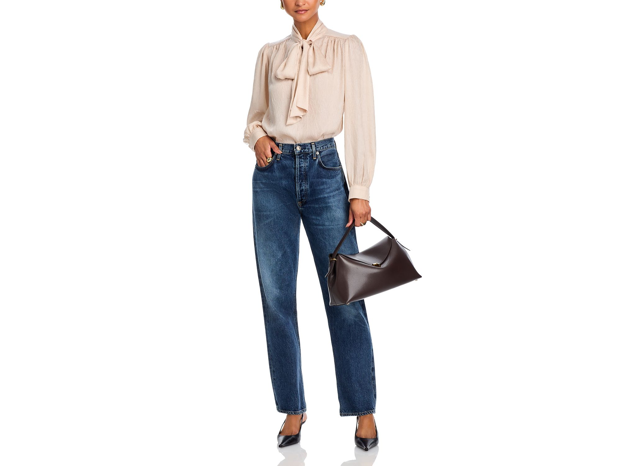 Metallic Bow Long Sleeve Blouse - Exclusive — Image 4