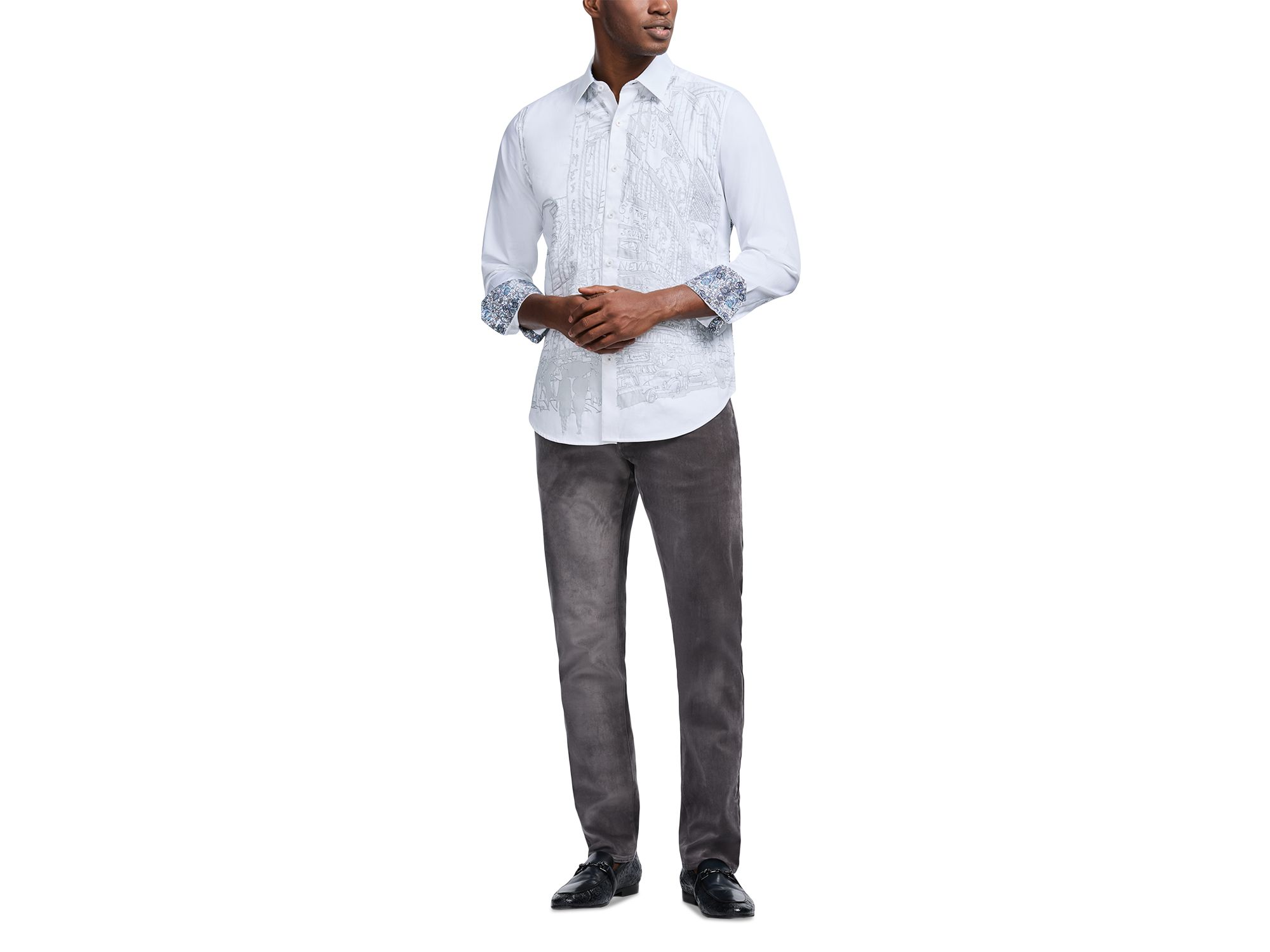 Urban Classics Printed Long Sleeve Button Front Shirt — Image 6