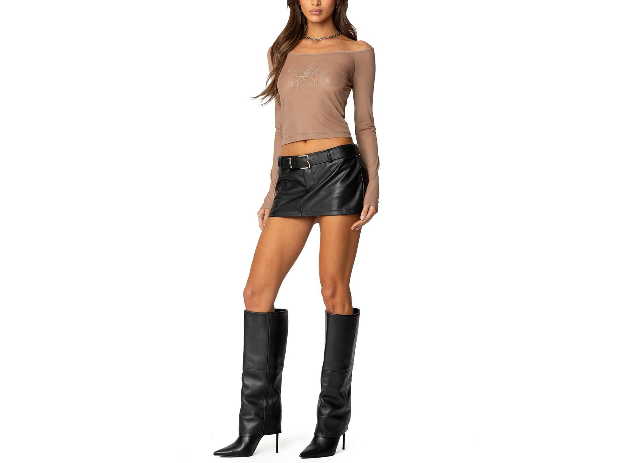 Lilyan Rhinestone Sheer Mesh Top — Image 3