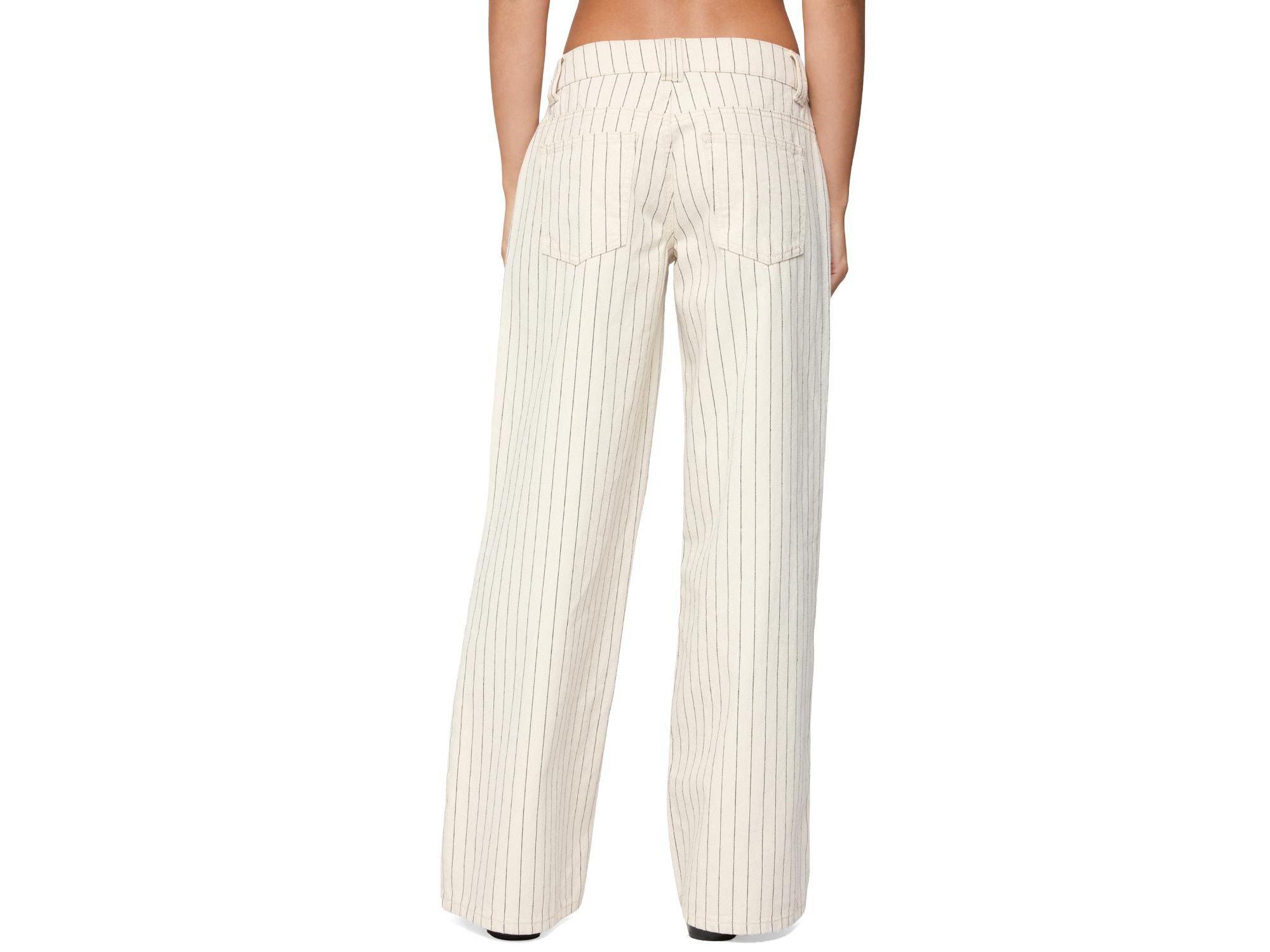 Cory Striped Low Rise Baggy Jeans in Cream Washed — Image 3