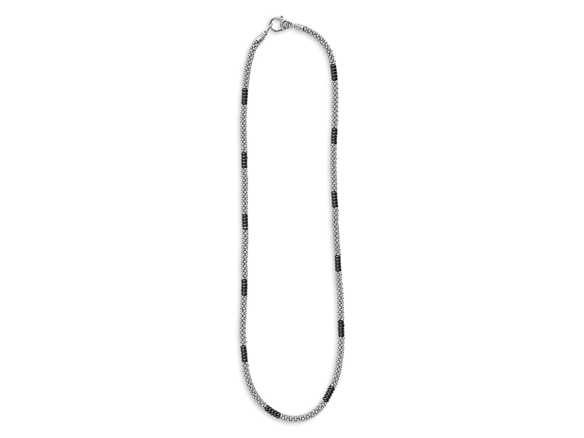 Black Caviar Silver Station Ceramic Beaded Necklace, 16" — Image 5