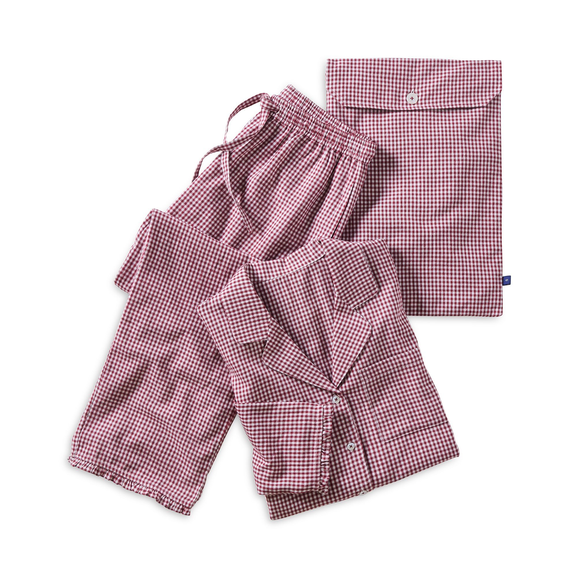 Gingham Ruffle Cotton Pajama Set — Image 7