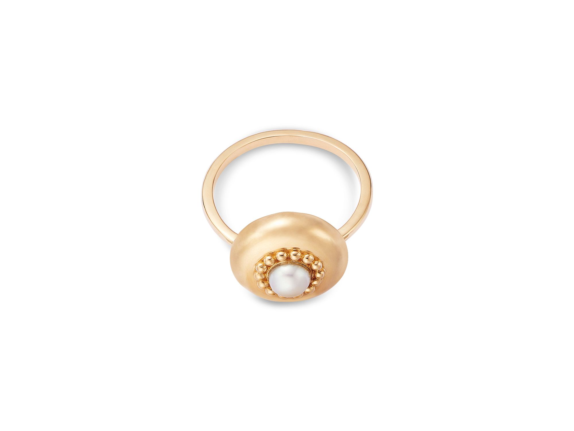 Freshwater Pearl Solitaire Ring in 14K Yellow Gold — Image 3