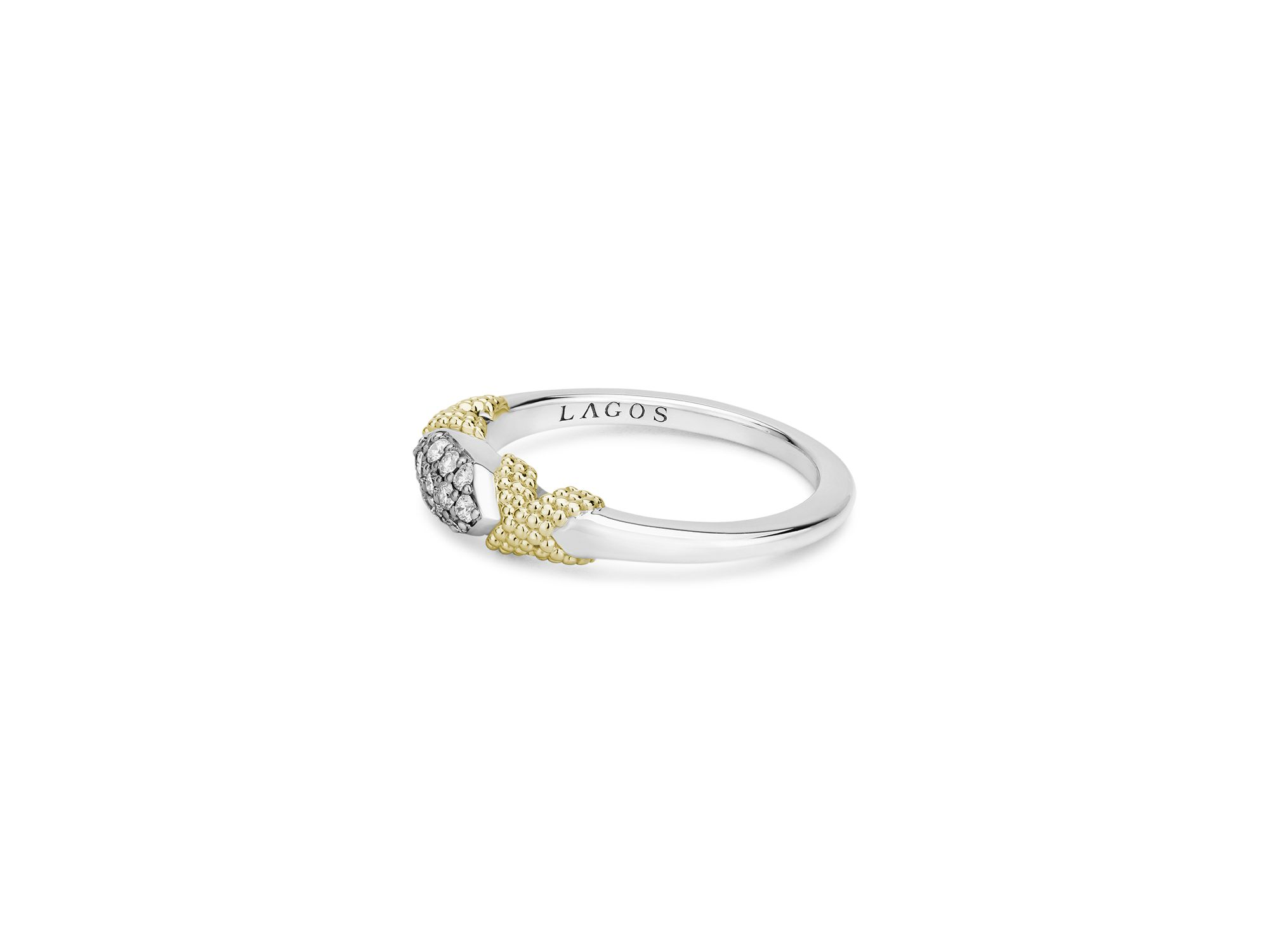 Sterling Silver & 18K Yellow Gold Caviar Lux Diamond Ring — Image 5