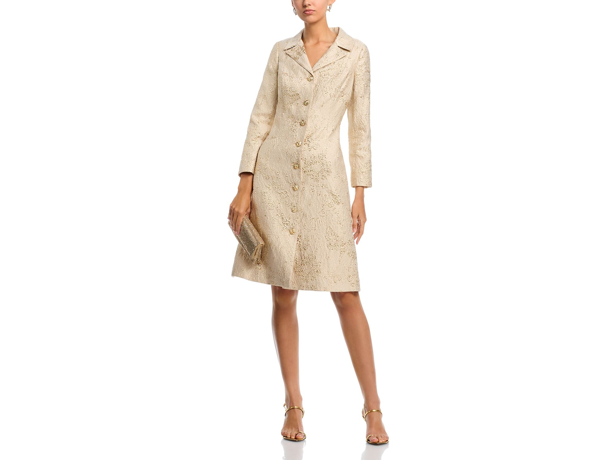 Metallic Jacquard Coat Dress — Image 5