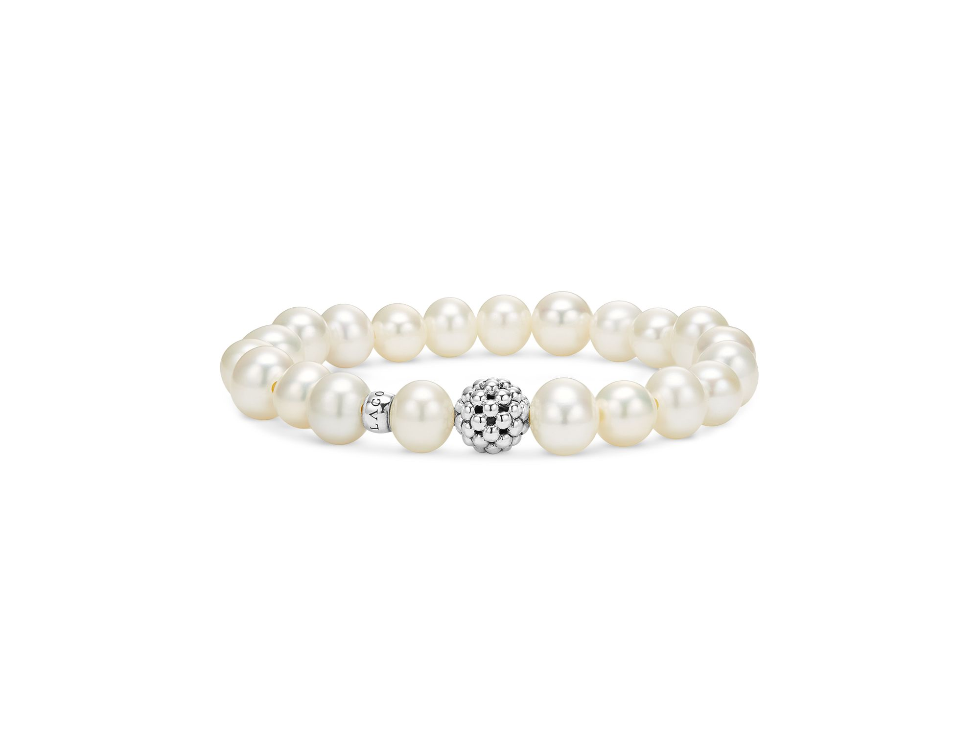 Caviar Ball Beaded Cultured Pearl Bracelet, 10mm — Image 5