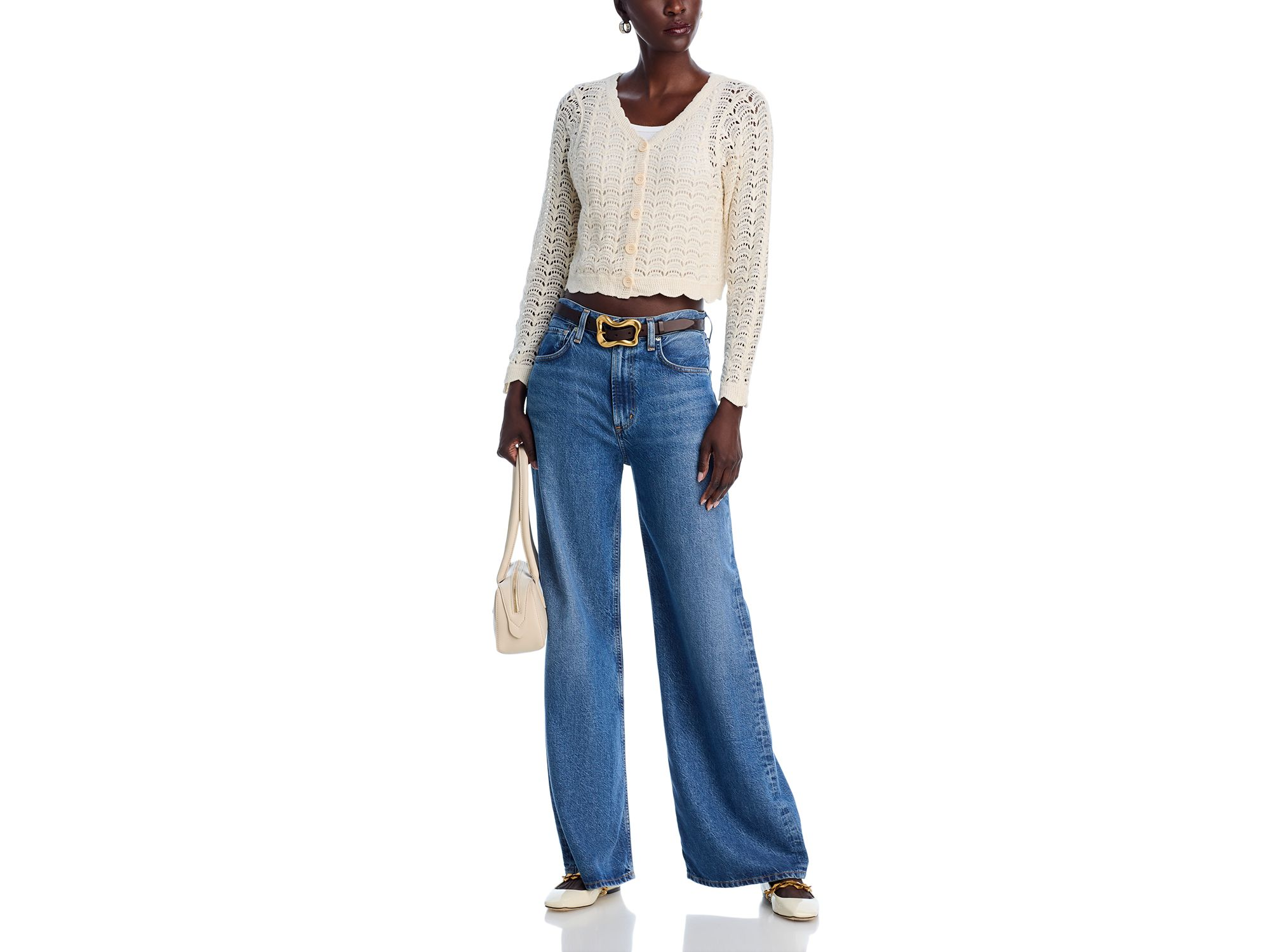 Crochet V Neck Cardigan Sweater - Exclusive — Image 4