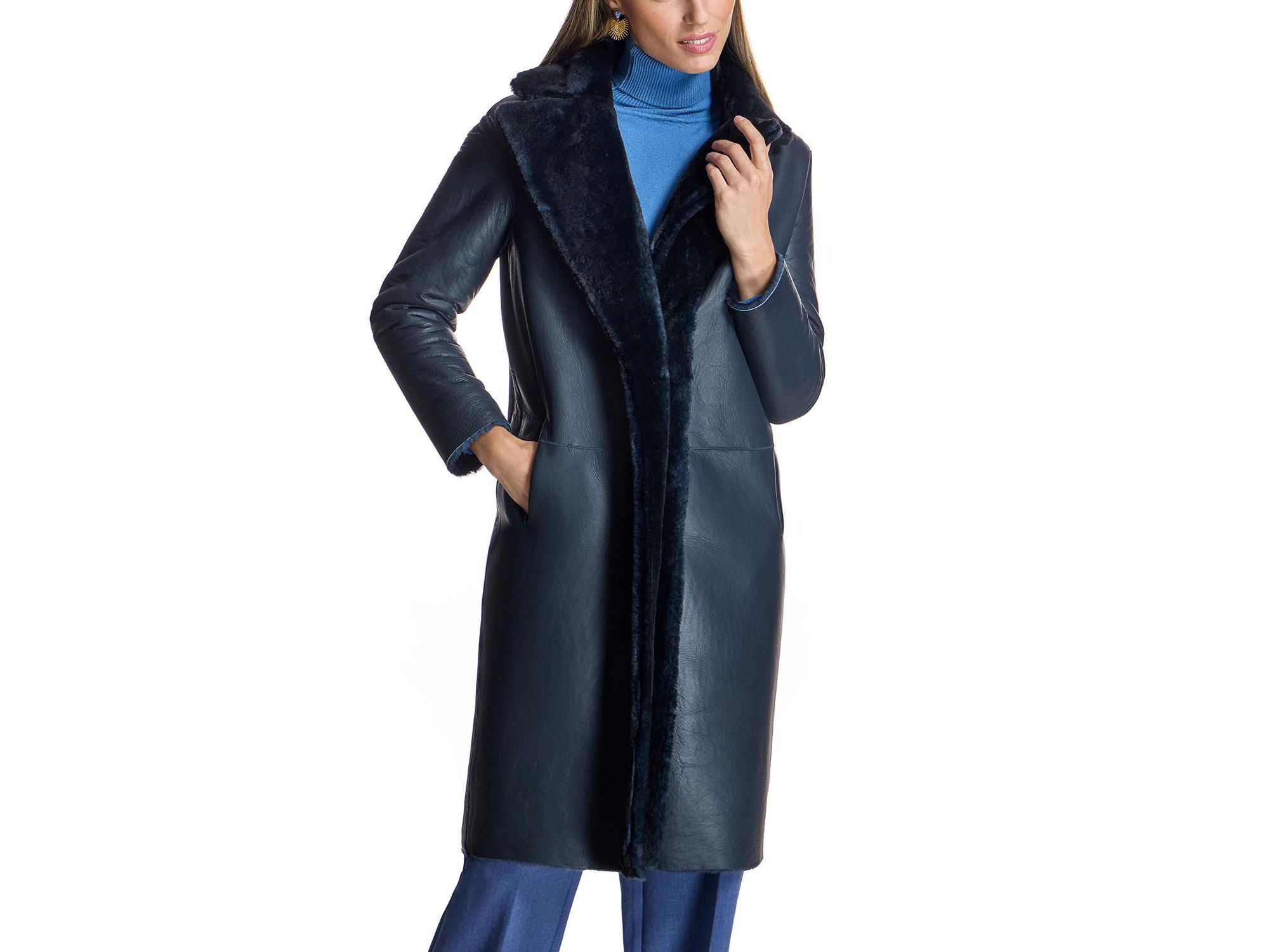 Belted Shearling Coat — Image 6