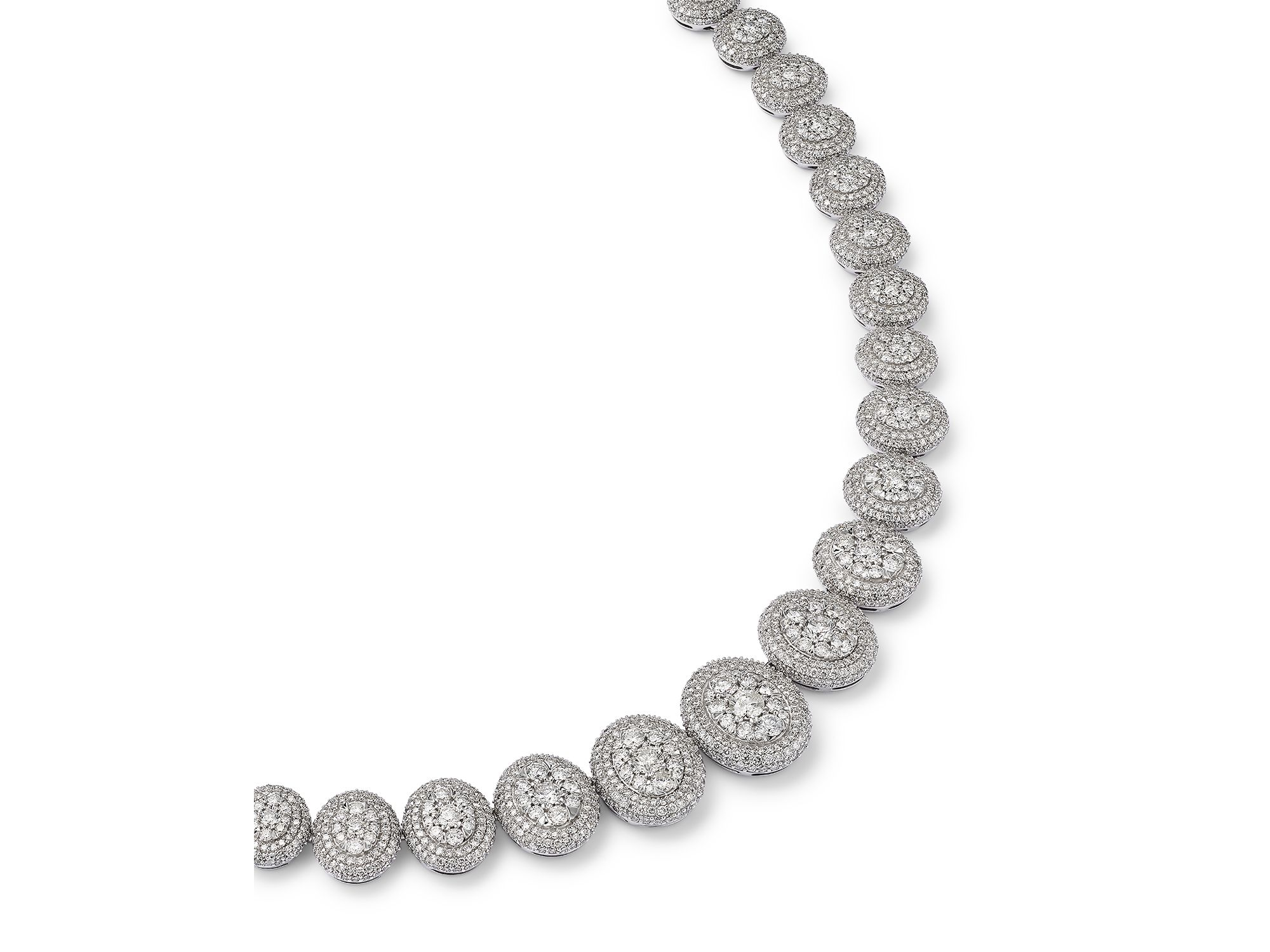 Diamond Graduated Pavé Necklace in 14K White Gold, 12 tcw — Image 3